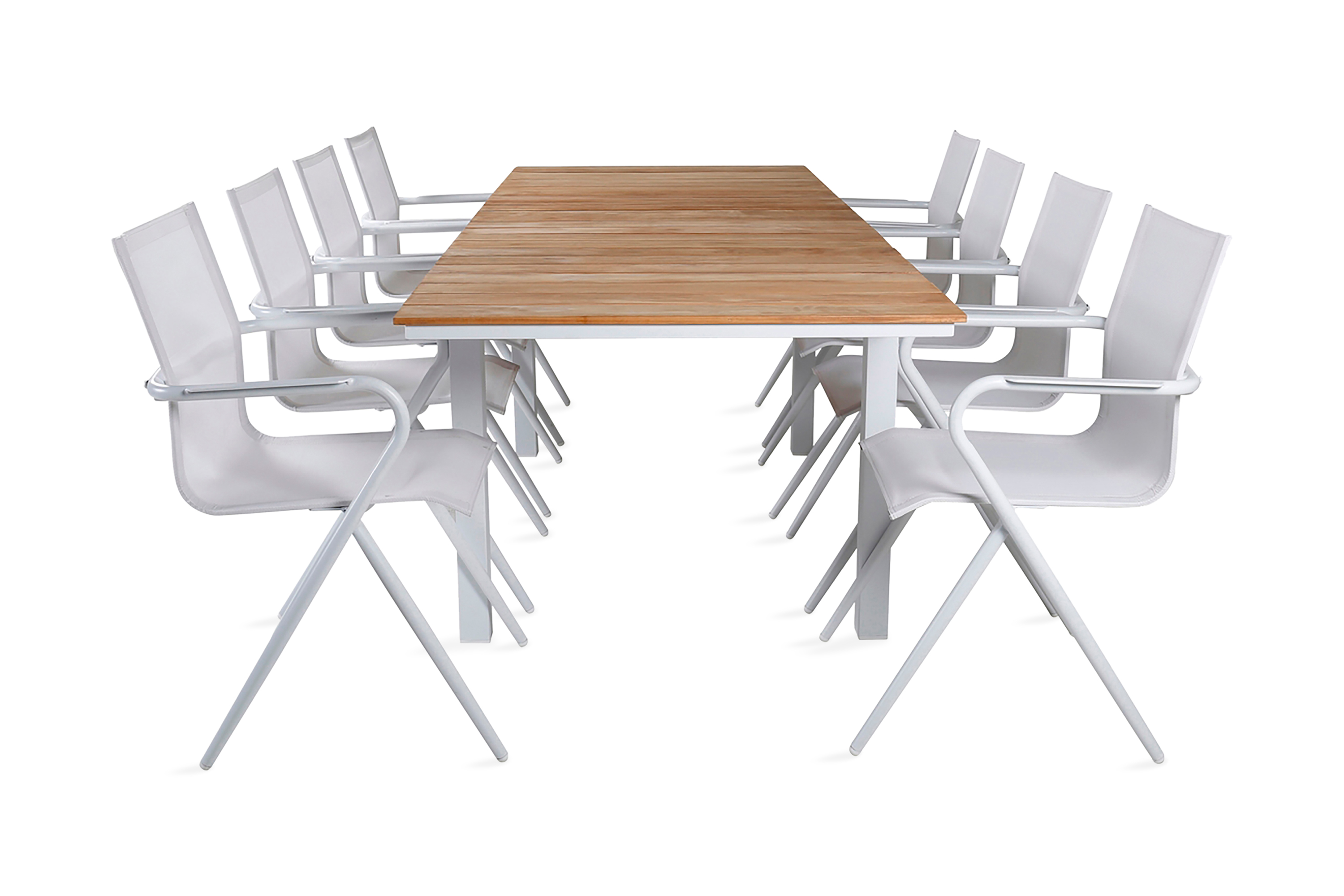 mexico förlängningsbar matgrupp utomhus 180cm + 8 alina stolar - svart/grå