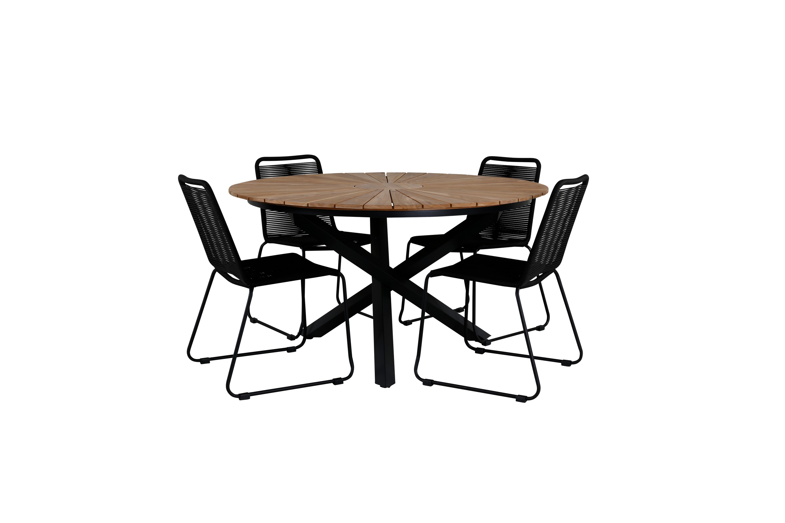 Mexico Matgrupp Utomhus Rund 140cm 4 Lindos Stolar Svart/Gul