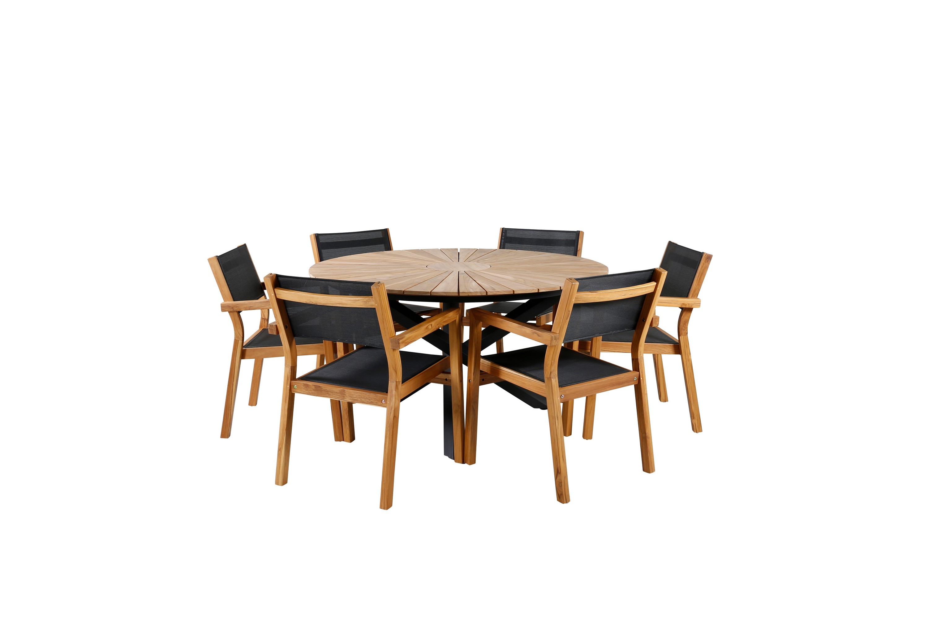 Mexico Matgrupp Utomhus Rund 140cm 6 Venice Stolar Brun/Vit
