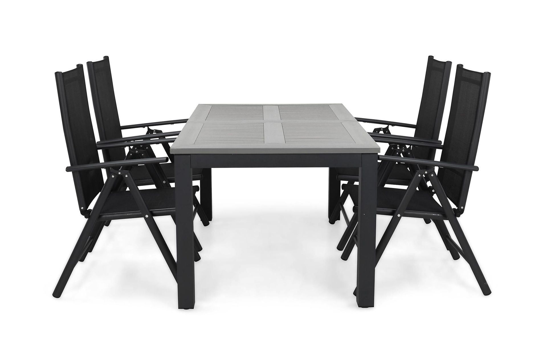 Monaco Matgrupp Utomhus 152-210 + 4 Maggie Positionsstol - Svart
