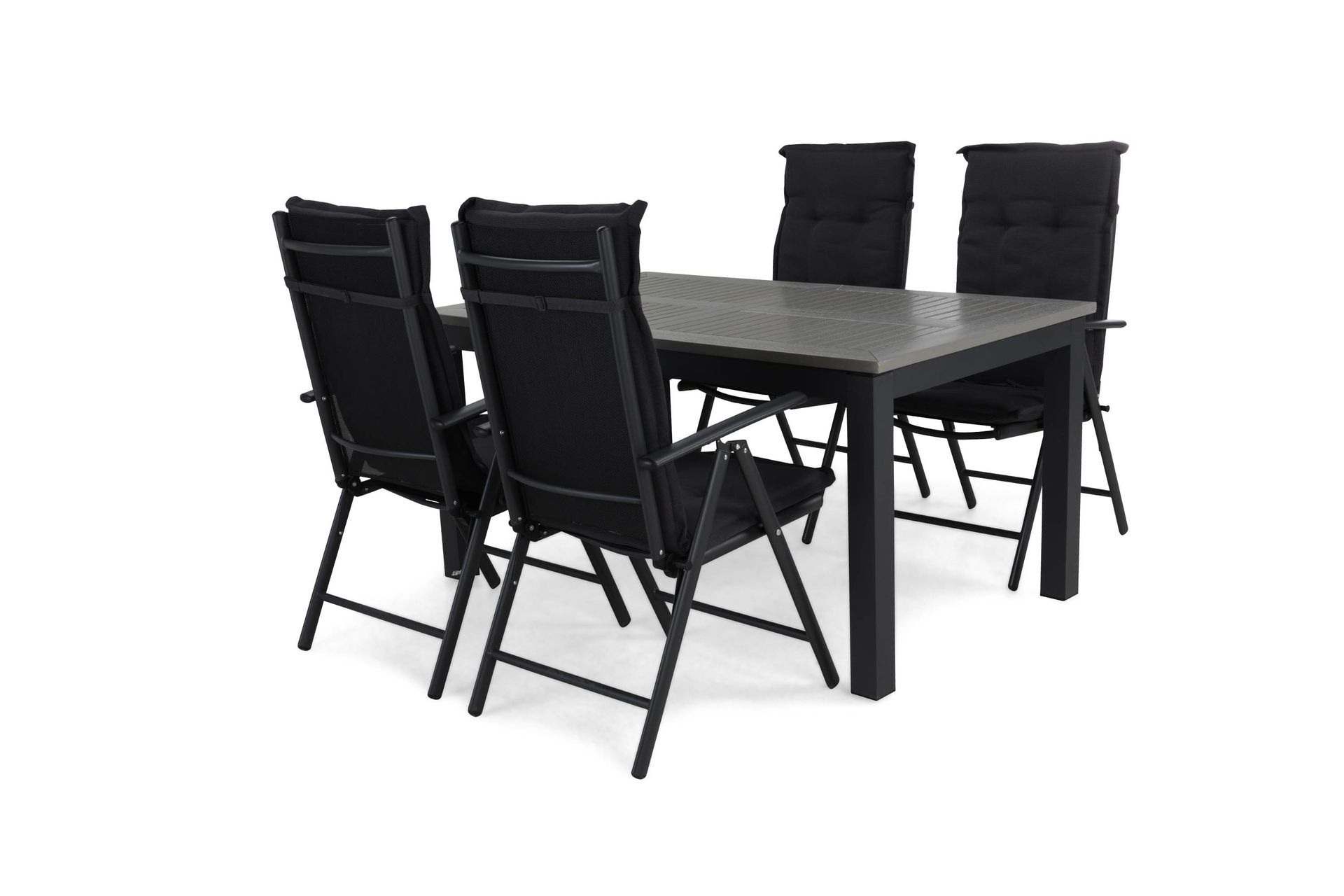 Monaco Matgrupp Utomhus 152-210 + 4 Maggie Positionsstol m Dyna - Svart/Svart/Gr&aring;