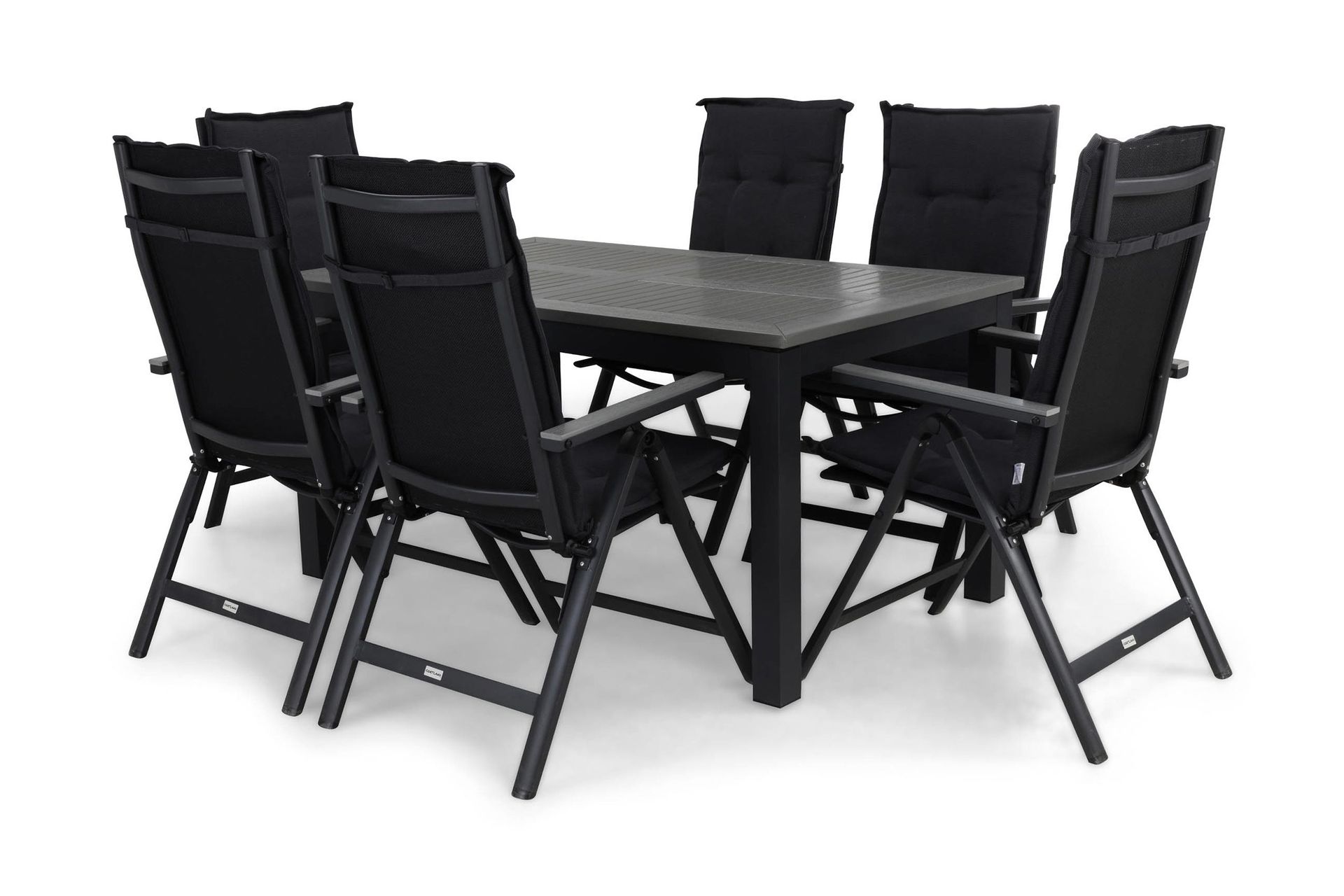 monaco matgrupp utomhus 152-210 + 6 maggie positionsstol m dyna - svart/svart/grå/grå