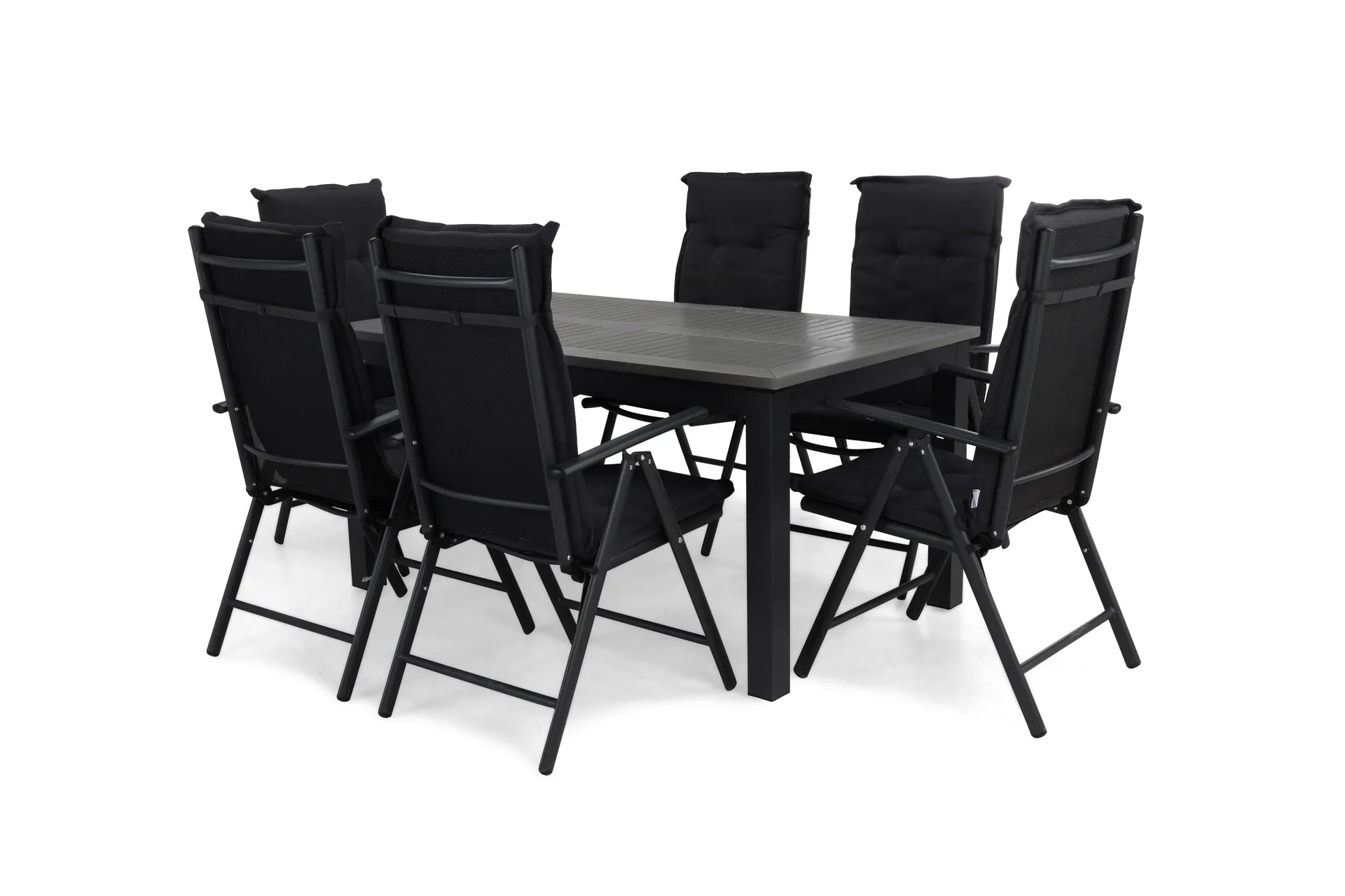 monaco matgrupp utomhus 152-210 + 6 maggie positionsstol m dyna - svart/svart/grå