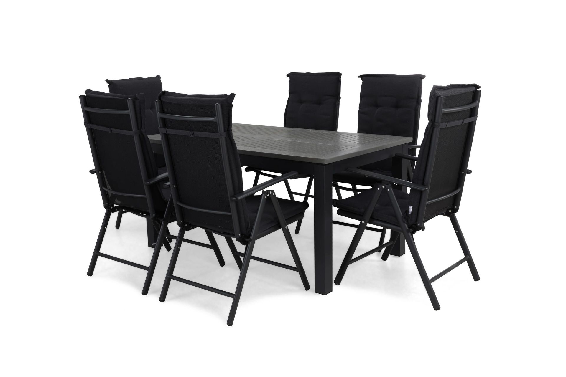 Monaco Matgrupp Utomhus 152-210 + 6 Maggie Positionsstol m Dyna - Svart/Svart/Gr&aring;