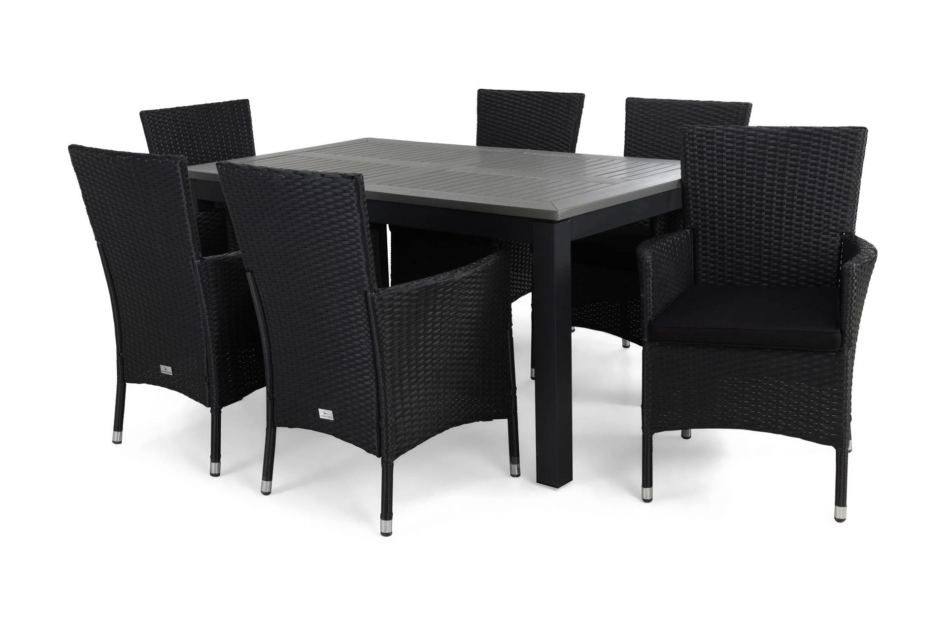 monaco matgrupp utomhus 152-210 + 6 thor fåtölj m dyna - svart/svart/svart