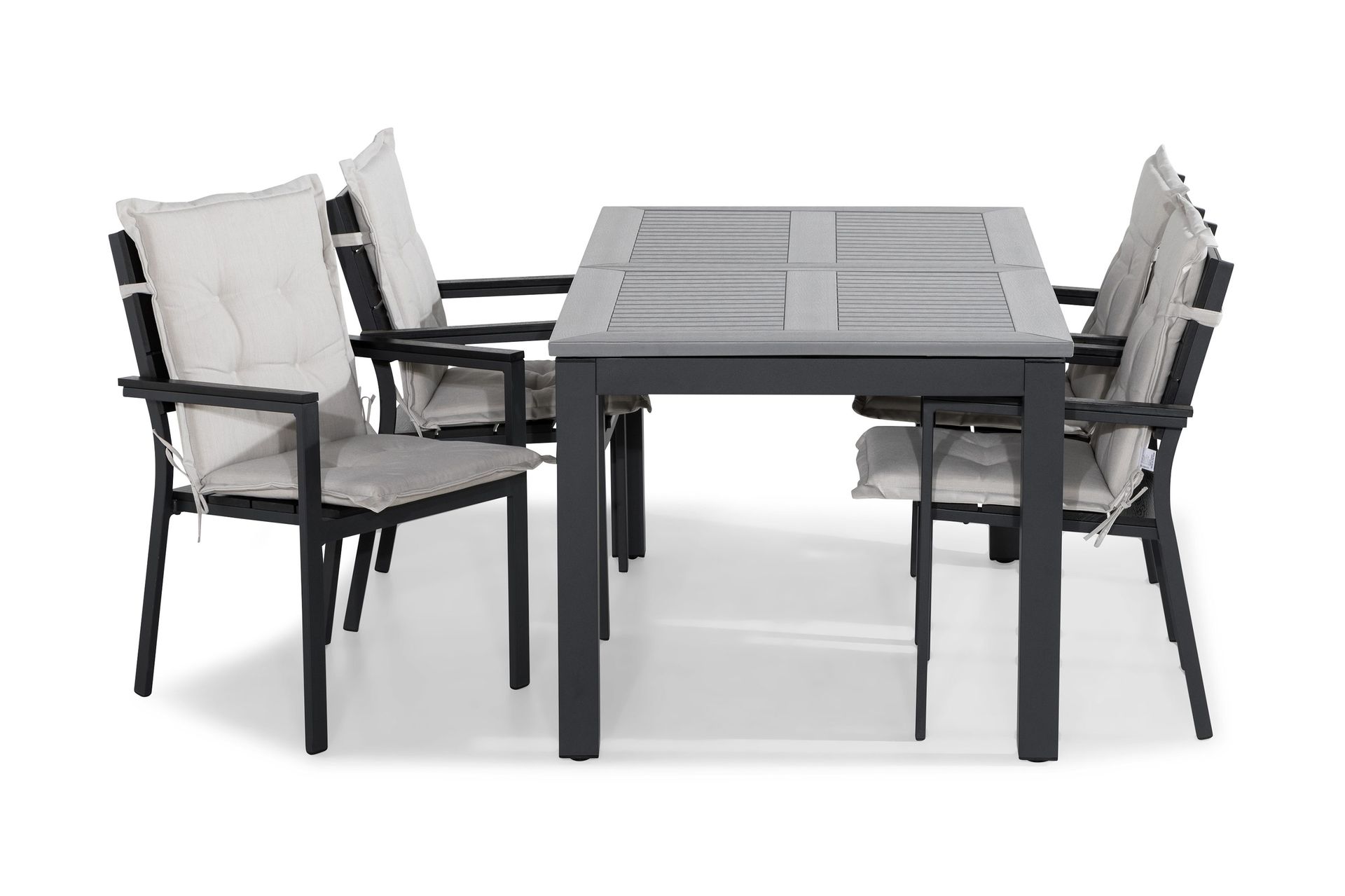 Monaco Matgrupp Utomhus 152-210x90 + 4 Tunis Stapelstol m Dyna - Svart/Offwhite