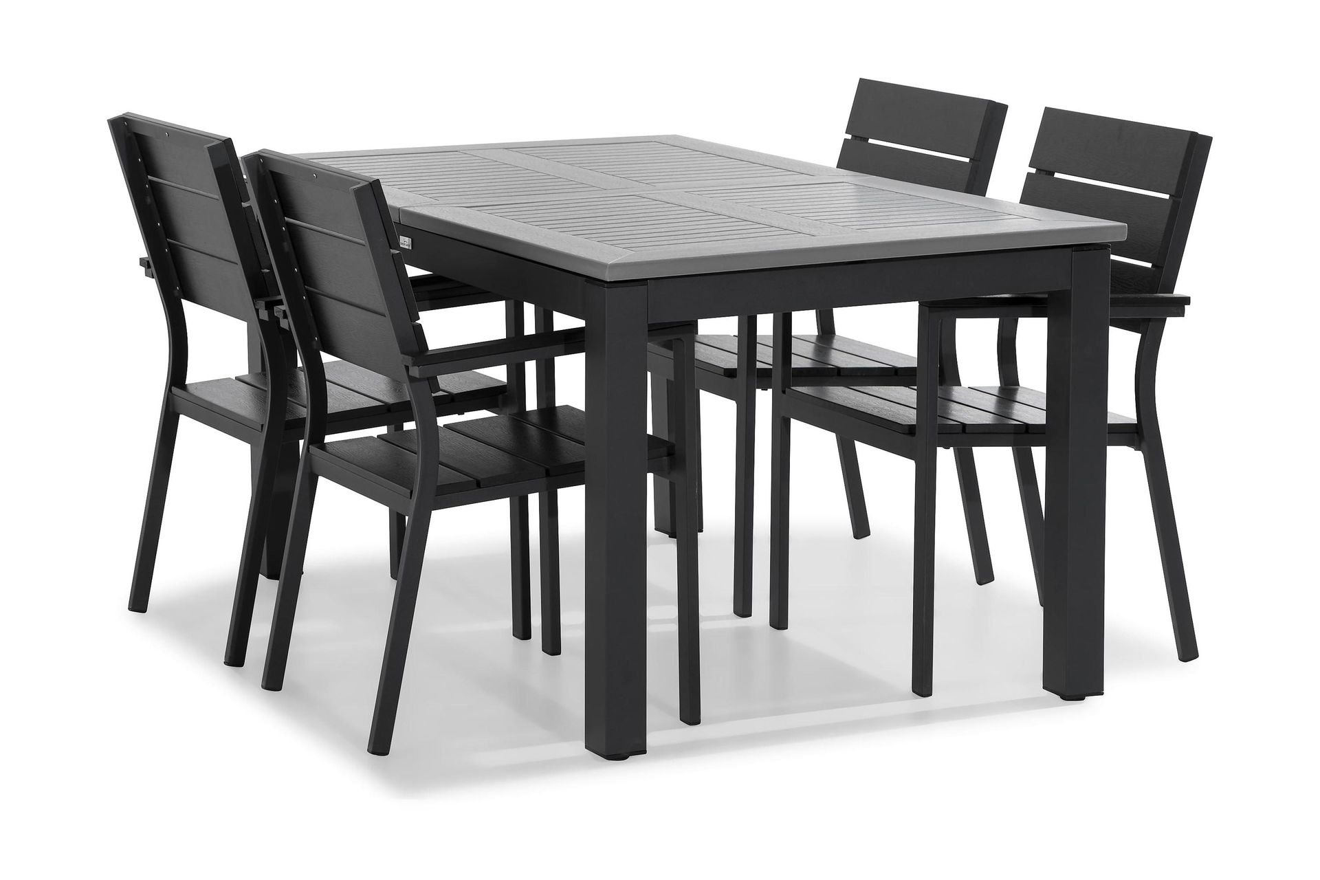 Monaco Matgrupp Utomhus 152-210x90 + 4 Tunis Stapelstol - Svart