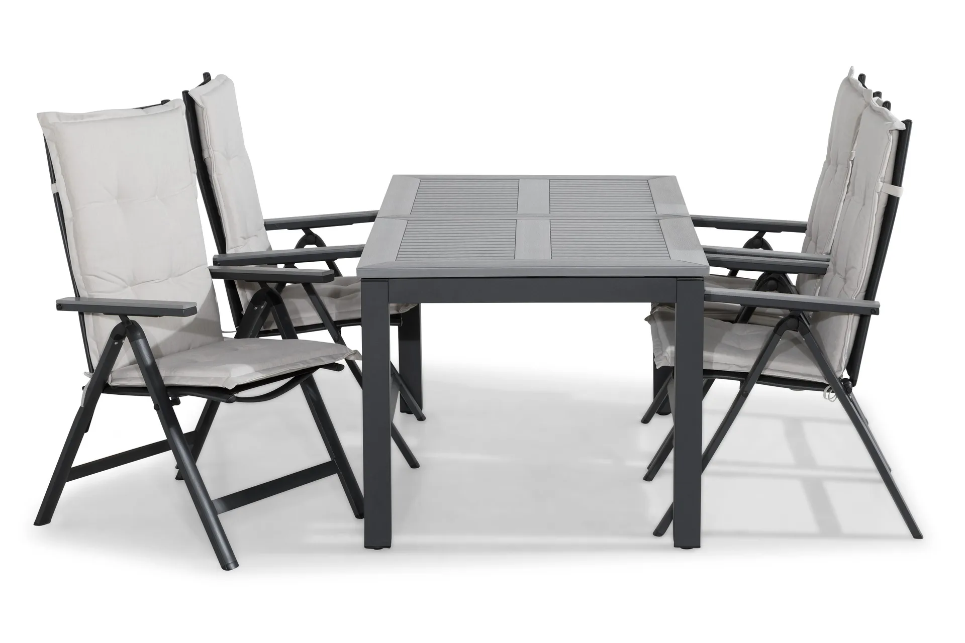 Monaco Matgrupp Utomhus 152-210x90+4 Monaco Light Positionsstol Dyna - Svart/Gr&aring;/Offwhite