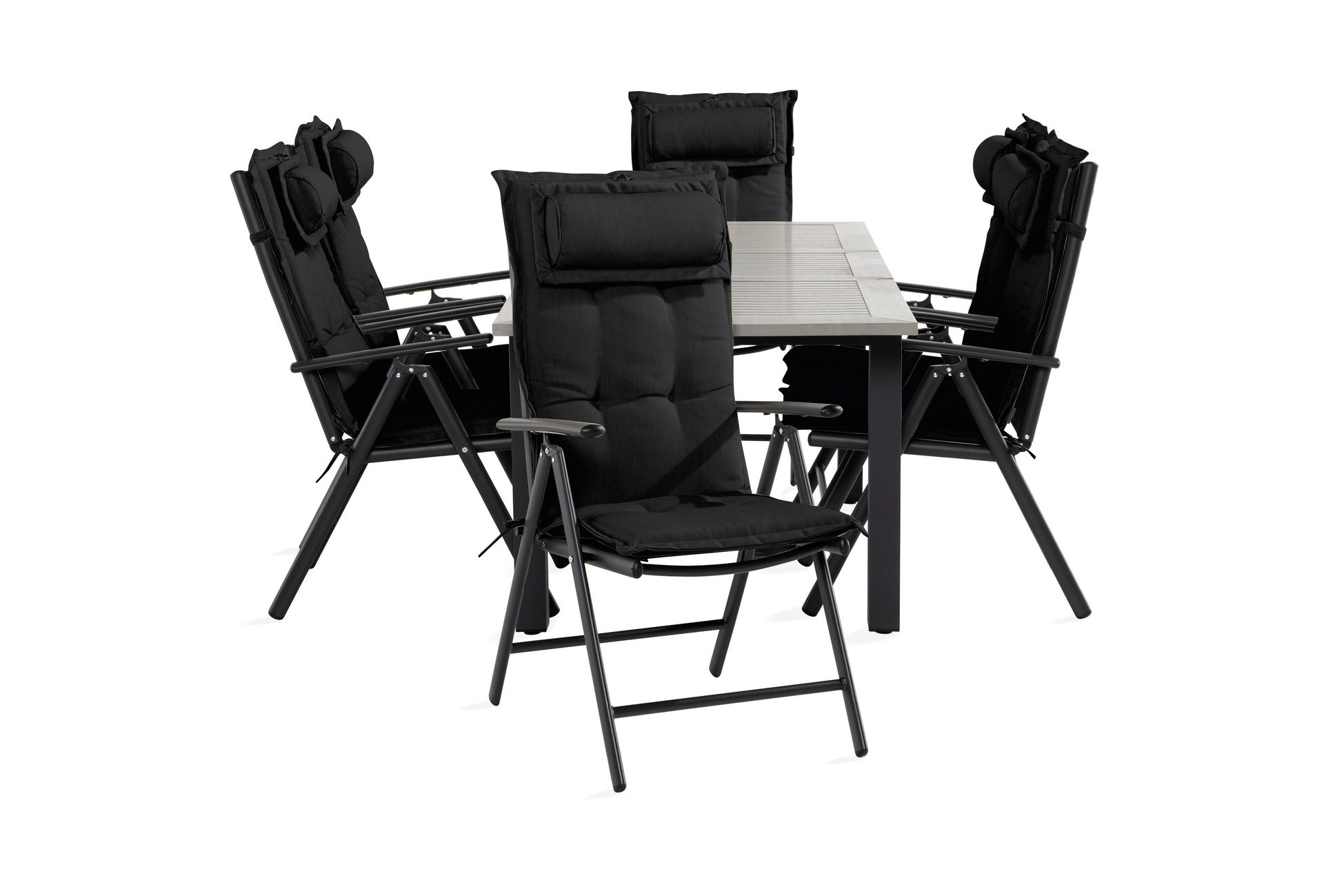 monaco matgrupp utomhus 90x152-210 + 6 maggie positionsstol m dyna - svart
