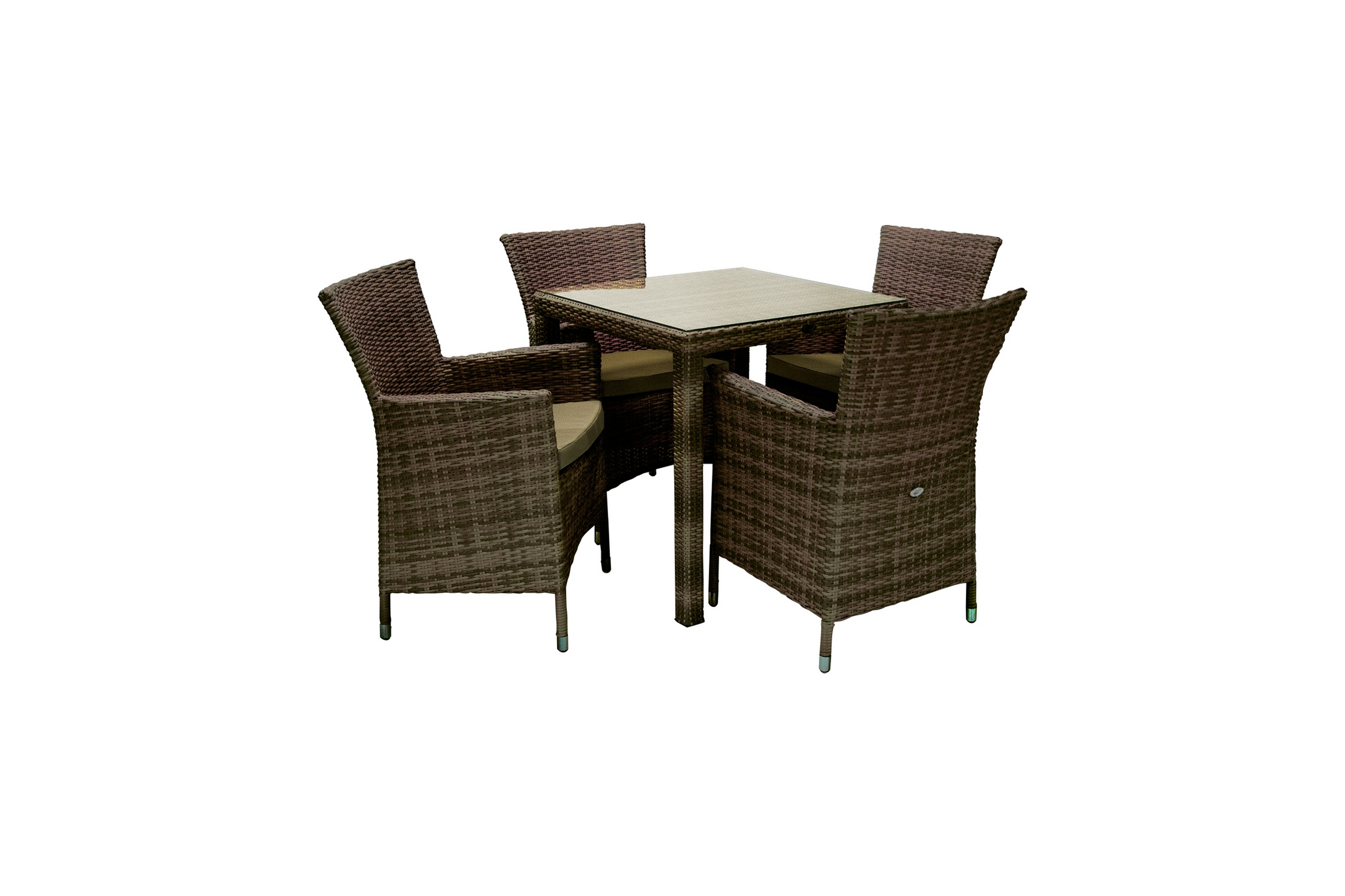 Möbelset WICKER Utebord och 4 Utestolar 73x73xH71 brun