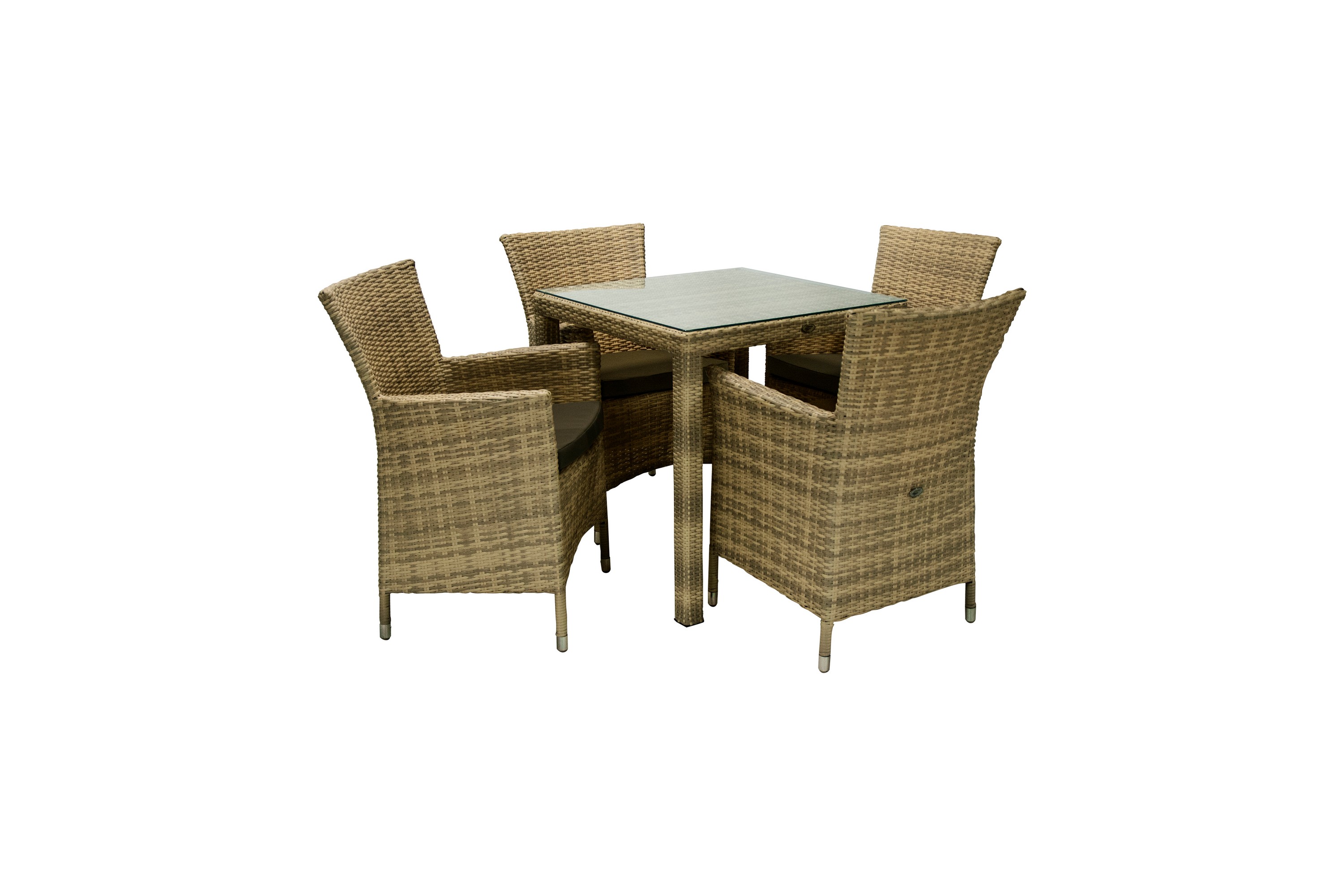 Möbelset WICKER Utebord och 4 Utestolar 73x73xH71cm