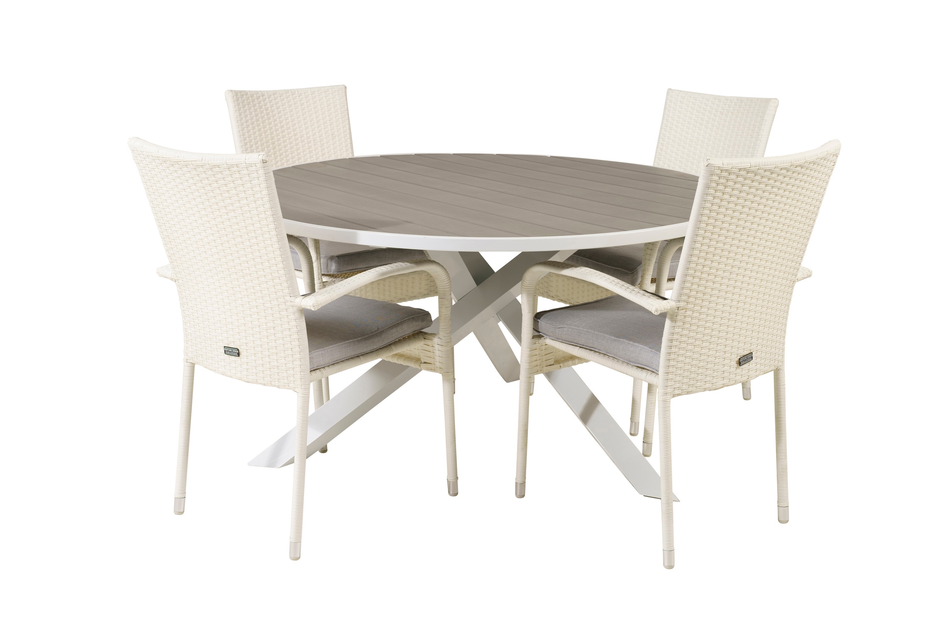 parma matgrupp utomhus rund ø140cm + 4 anna karmstolar - vit