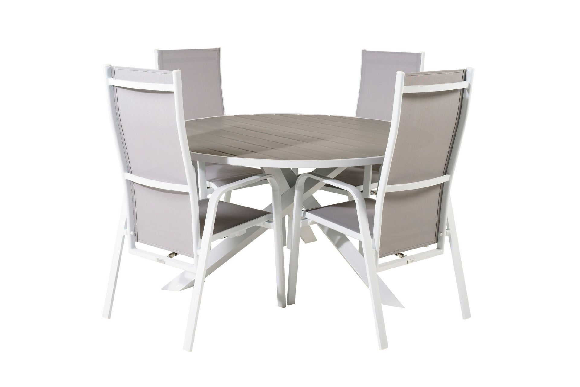 parma matgrupp utomhus rund ø140cm + 4 copacabana stolar - svart/grå