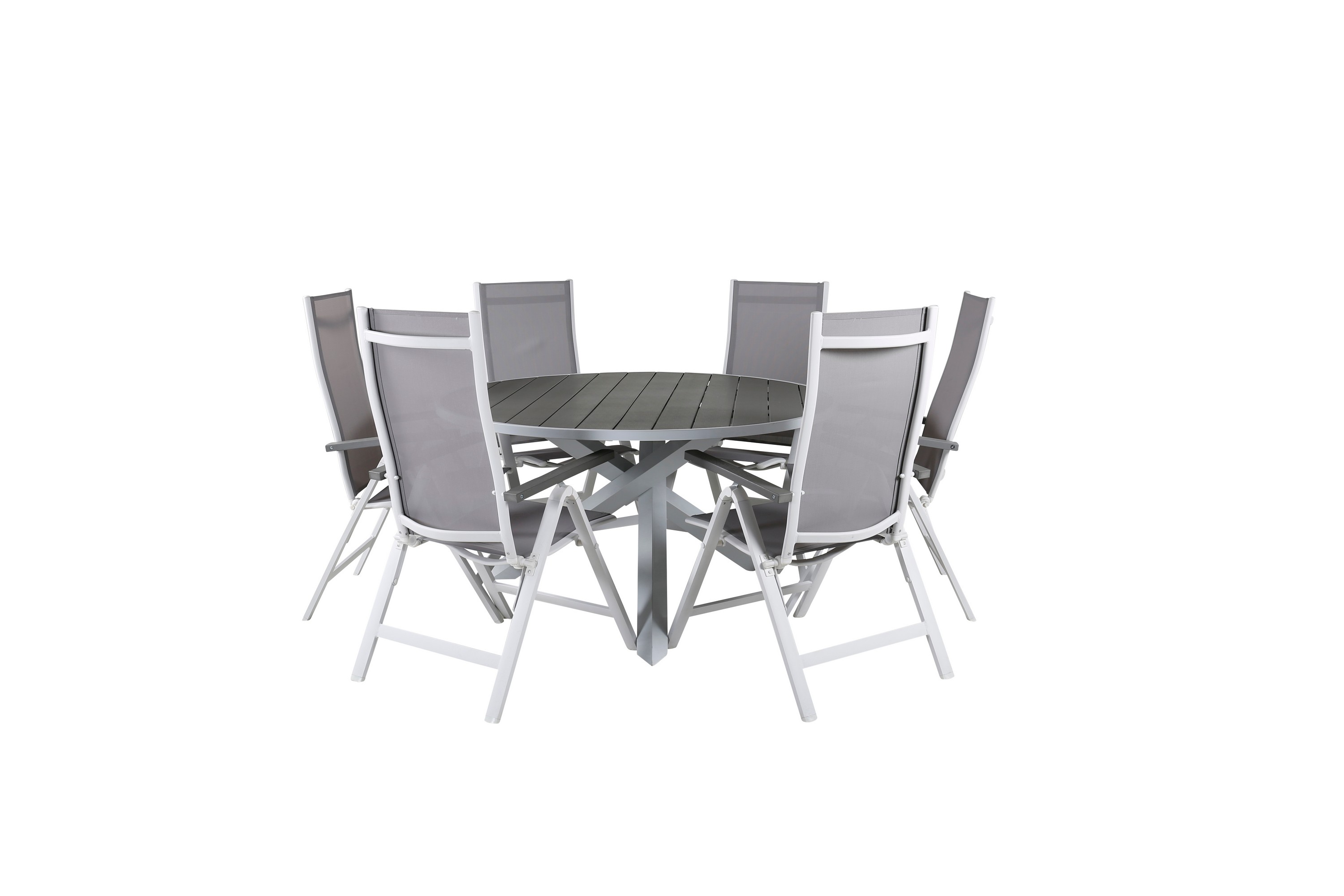 parma matgrupp utomhus rund ø140cm + 6 albany positionsstolar - svart