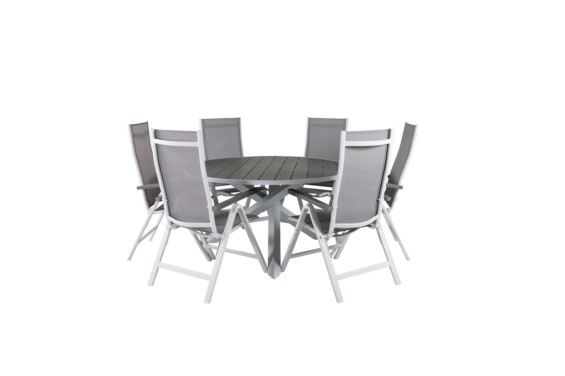 parma matgrupp utomhus rund ø140cm + 6 albany positionsstolar - svart