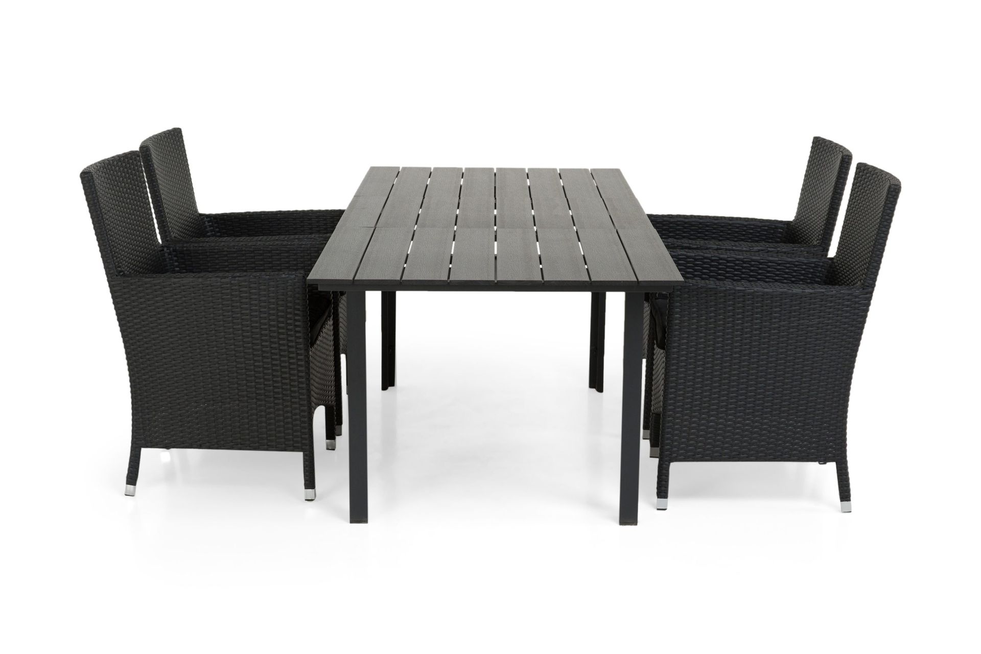 portland matgrupp utomhus 152-210x90 + 4 thor fåtölj - svart