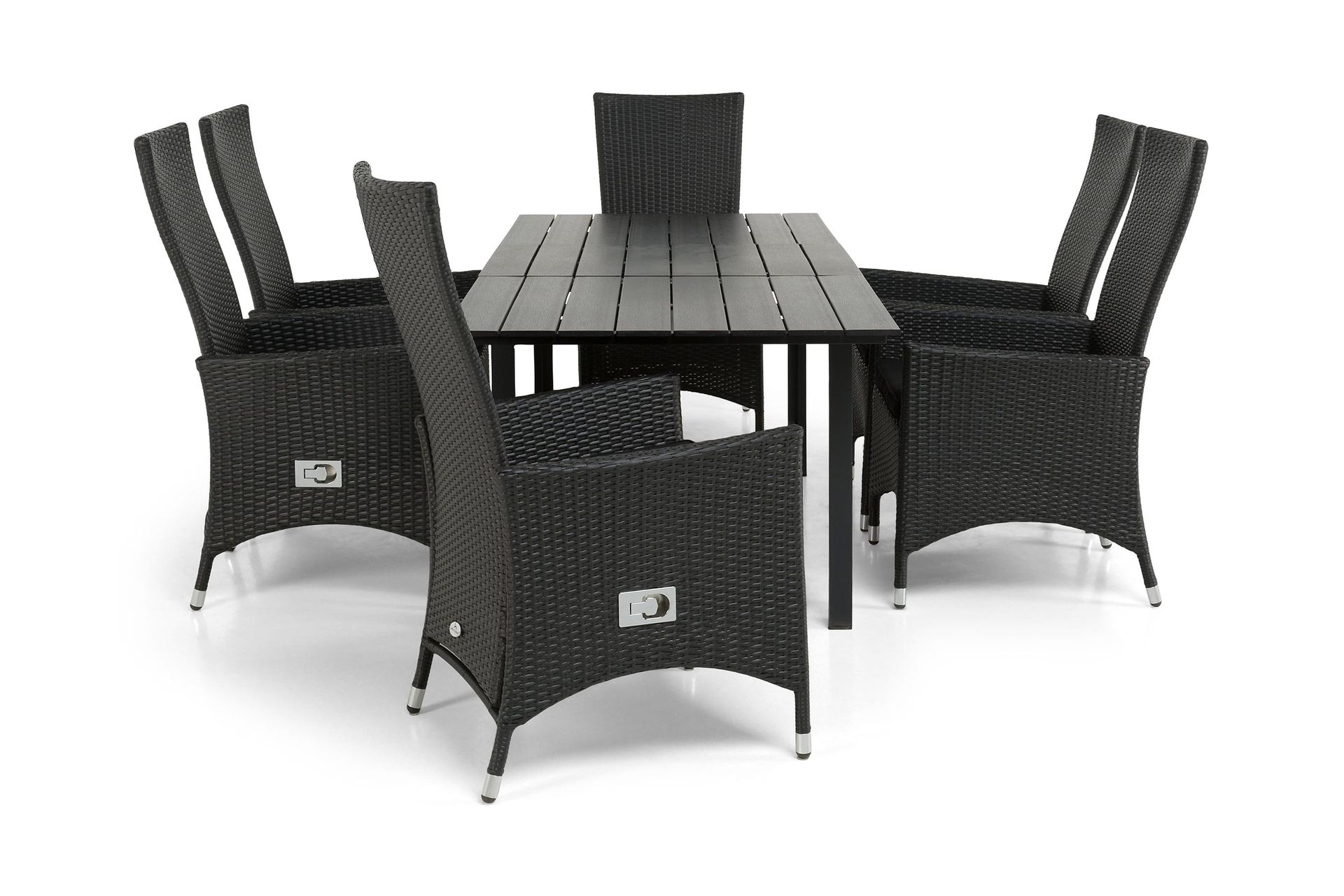 portland matgrupp utomhus 152-210x90 + 6 jenny fåtölj ställbar - svart