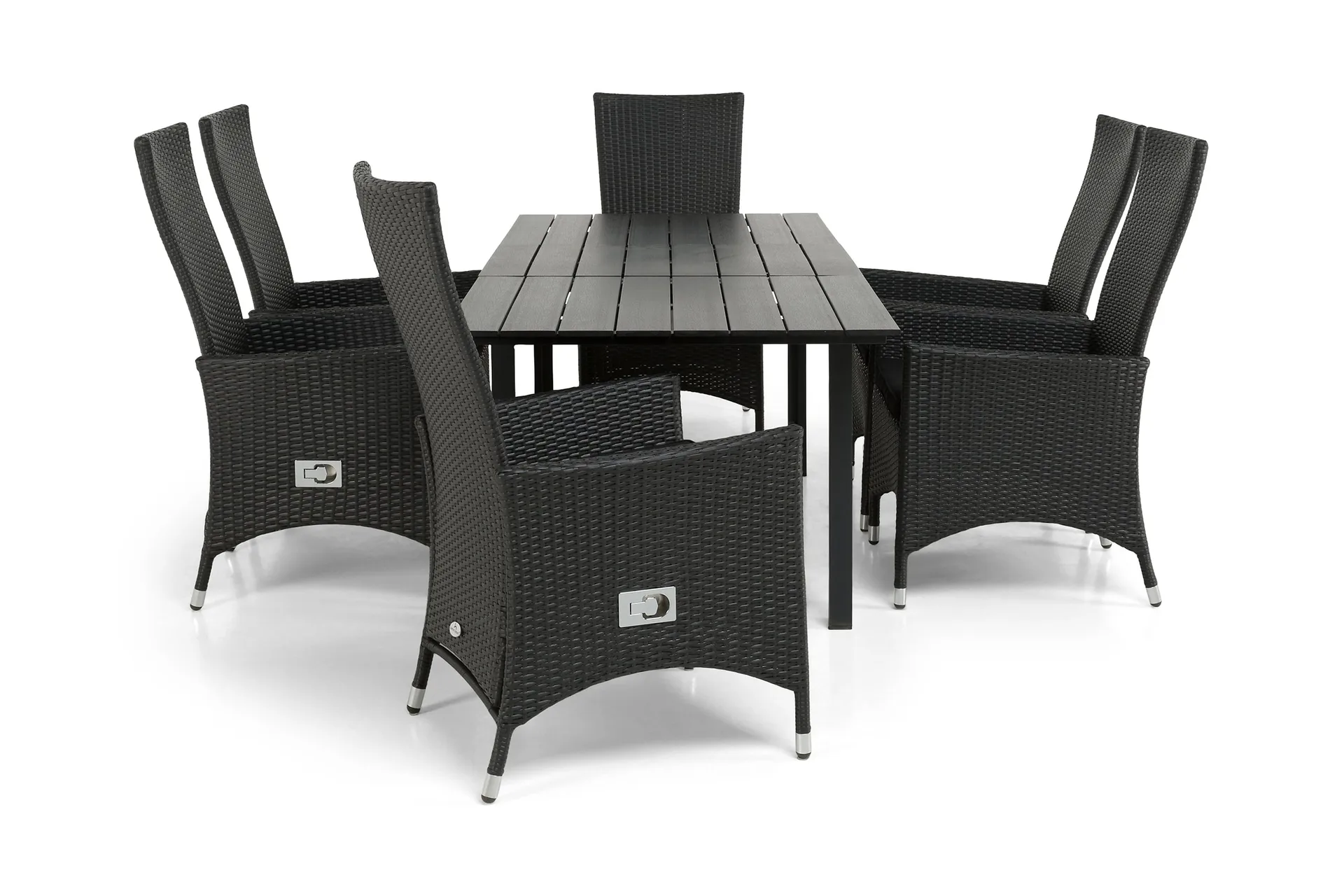 Portland Matgrupp Utomhus 152-210x90 + 6 Jenny F&aring;t&ouml;lj St&auml;llbar - Svart