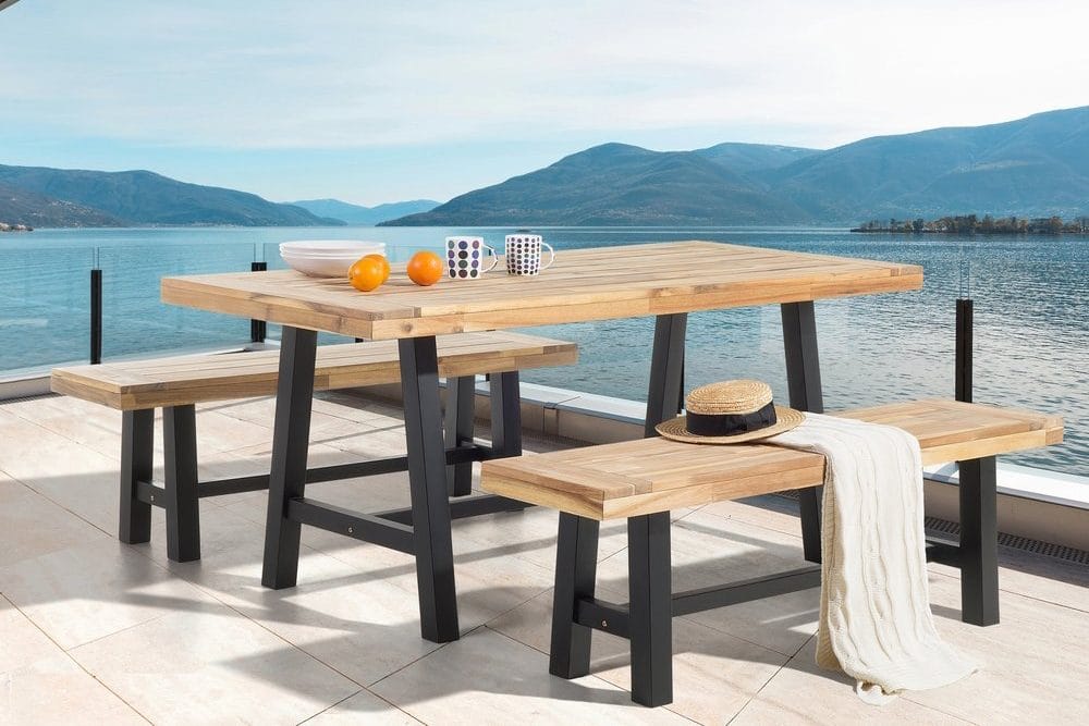 Scania Trädgårdmöbelset Utebord+ 2 Bänkar Utomhus 80 cm - Svart