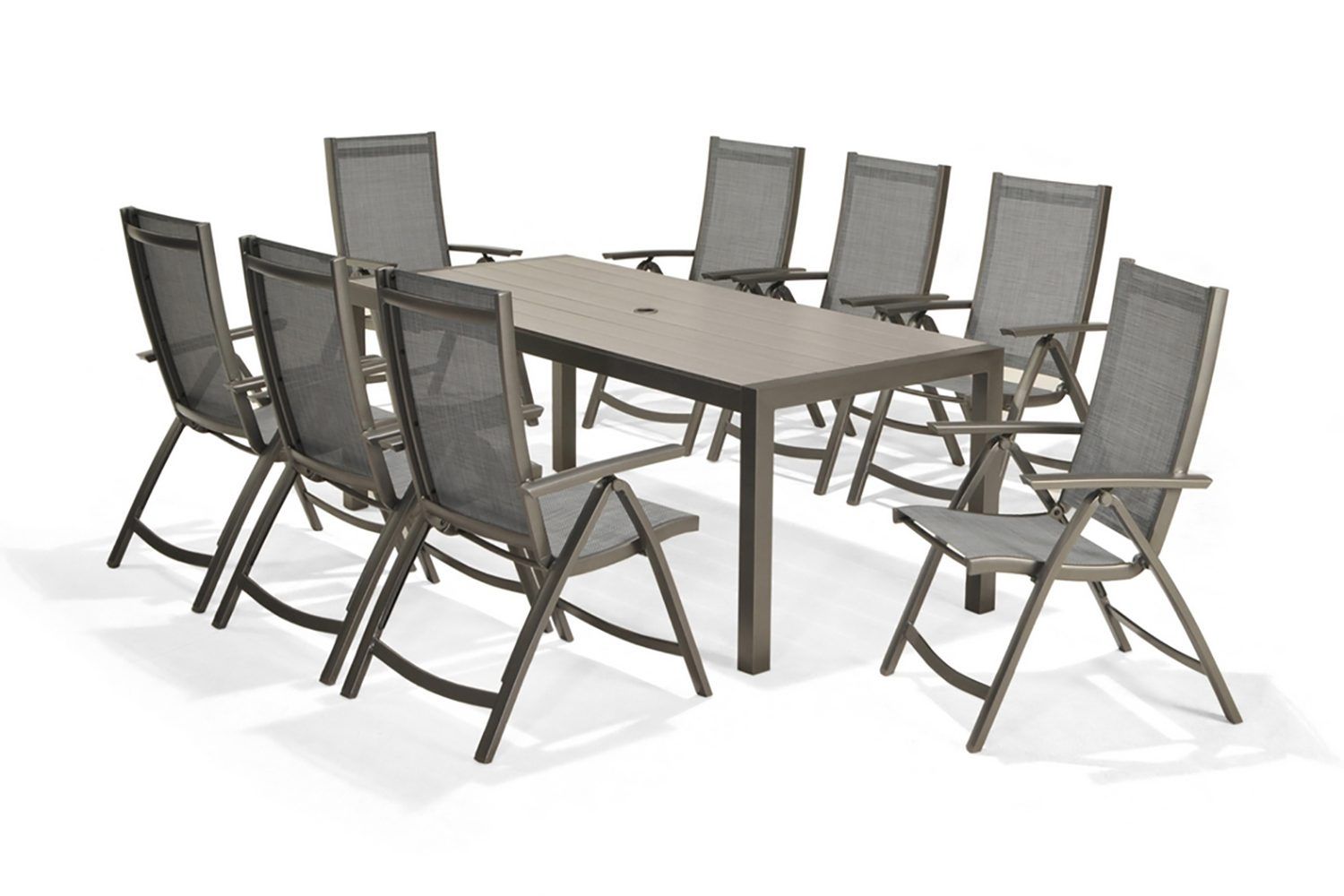 Solana Matgrupp Utomhus 201 cm + 8 Positionsstolar - Gr&aring;