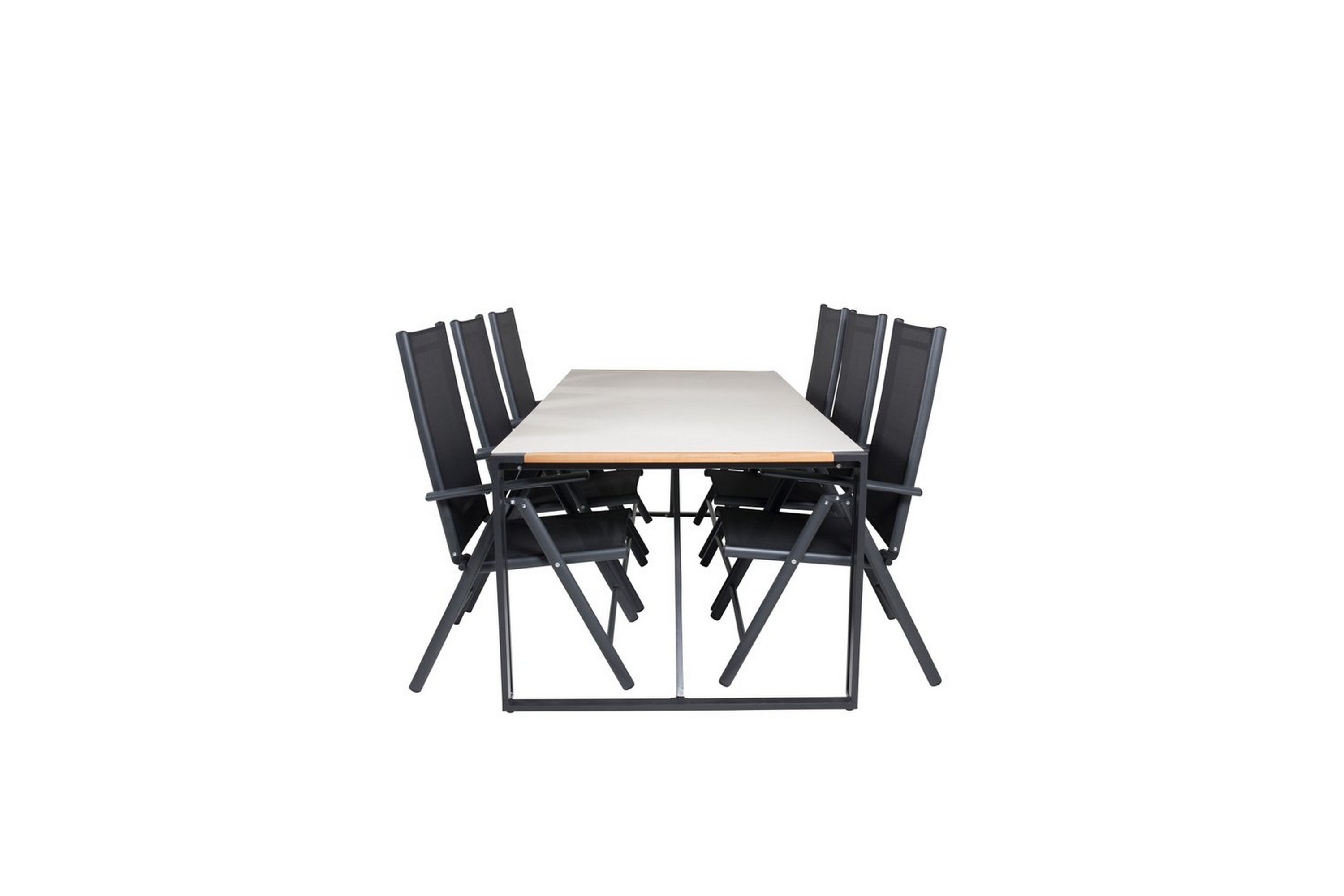 Matgrupp Utomhus Texas 200cm 6 Break Positionsstolar Svart/GråVenture Home