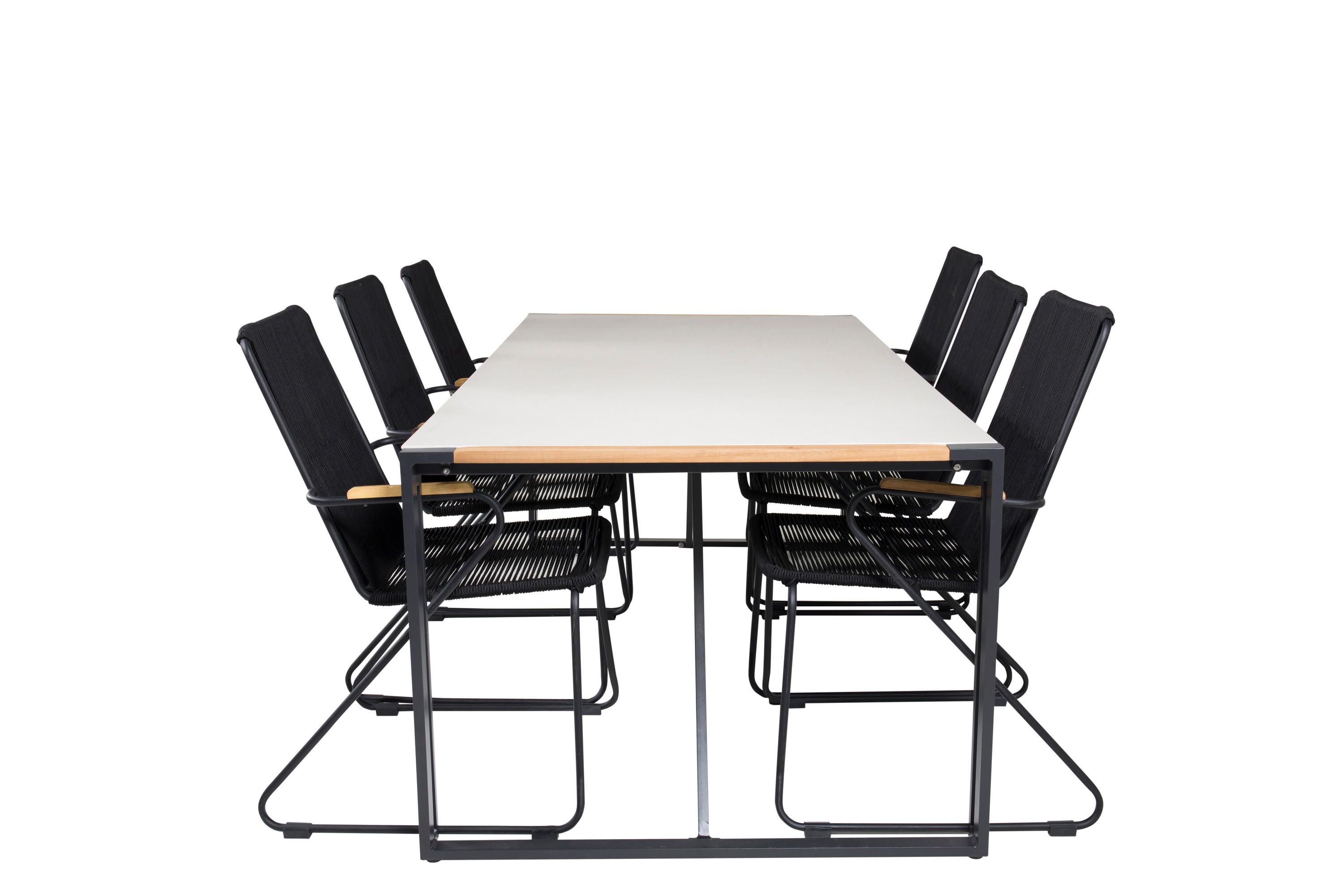 Texas Matgrupp Utomhus 200 cm 6 st Bois Matstol Svart/Brun