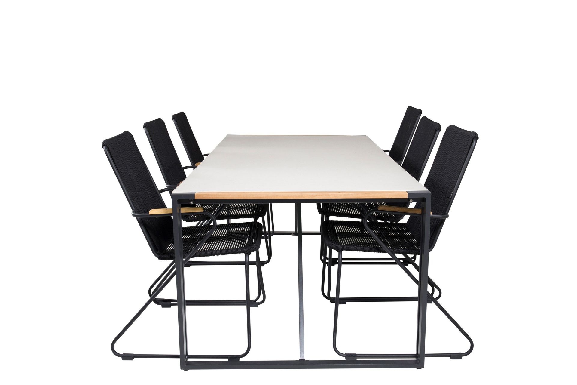 Texas Matgrupp Utomhus 200 cm + 6 st Bois Matstol - Svart/Brun