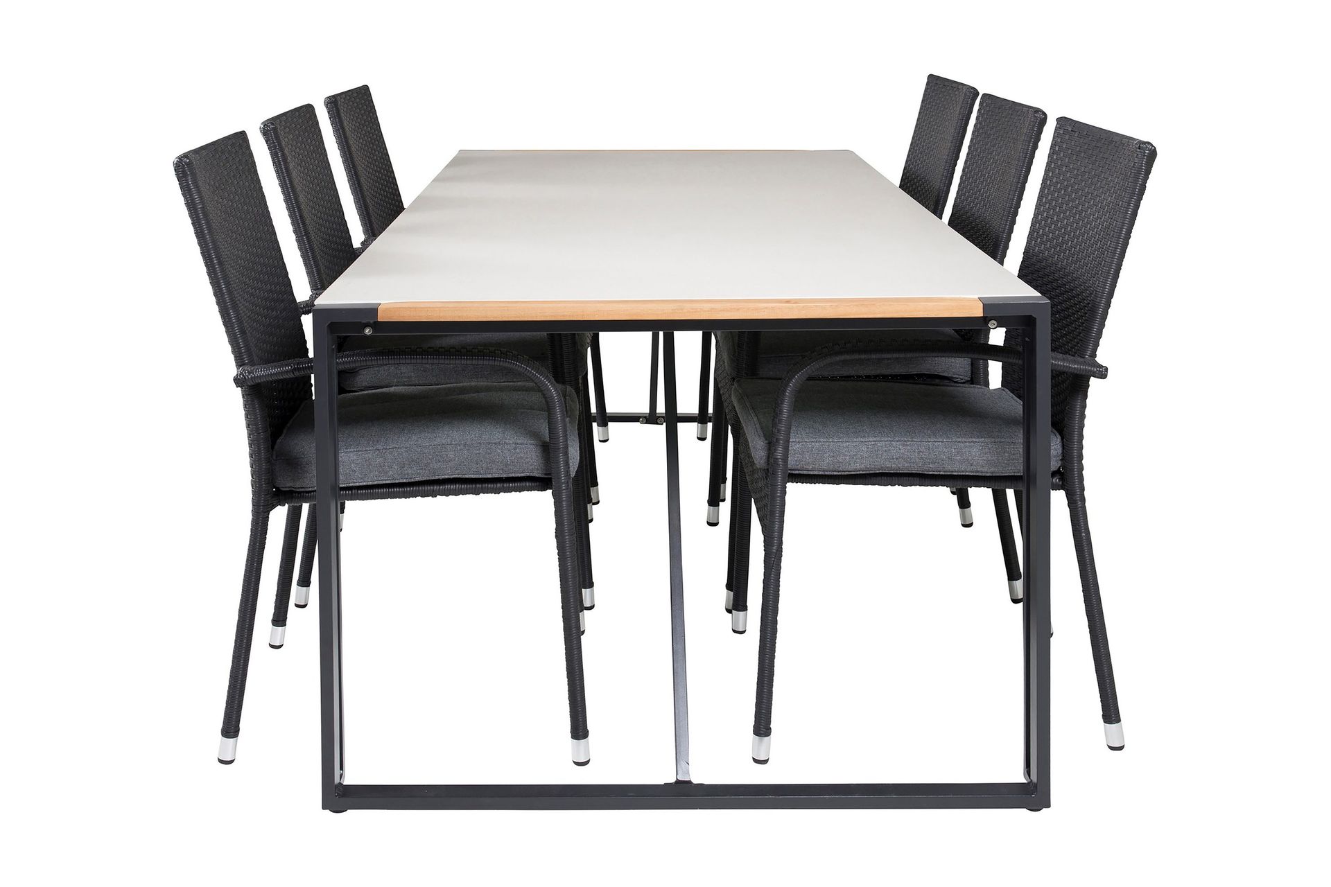 Texas Matgrupp Utomhus 200cm + 6 Anna Karmstolar - Svart/Gr&aring;