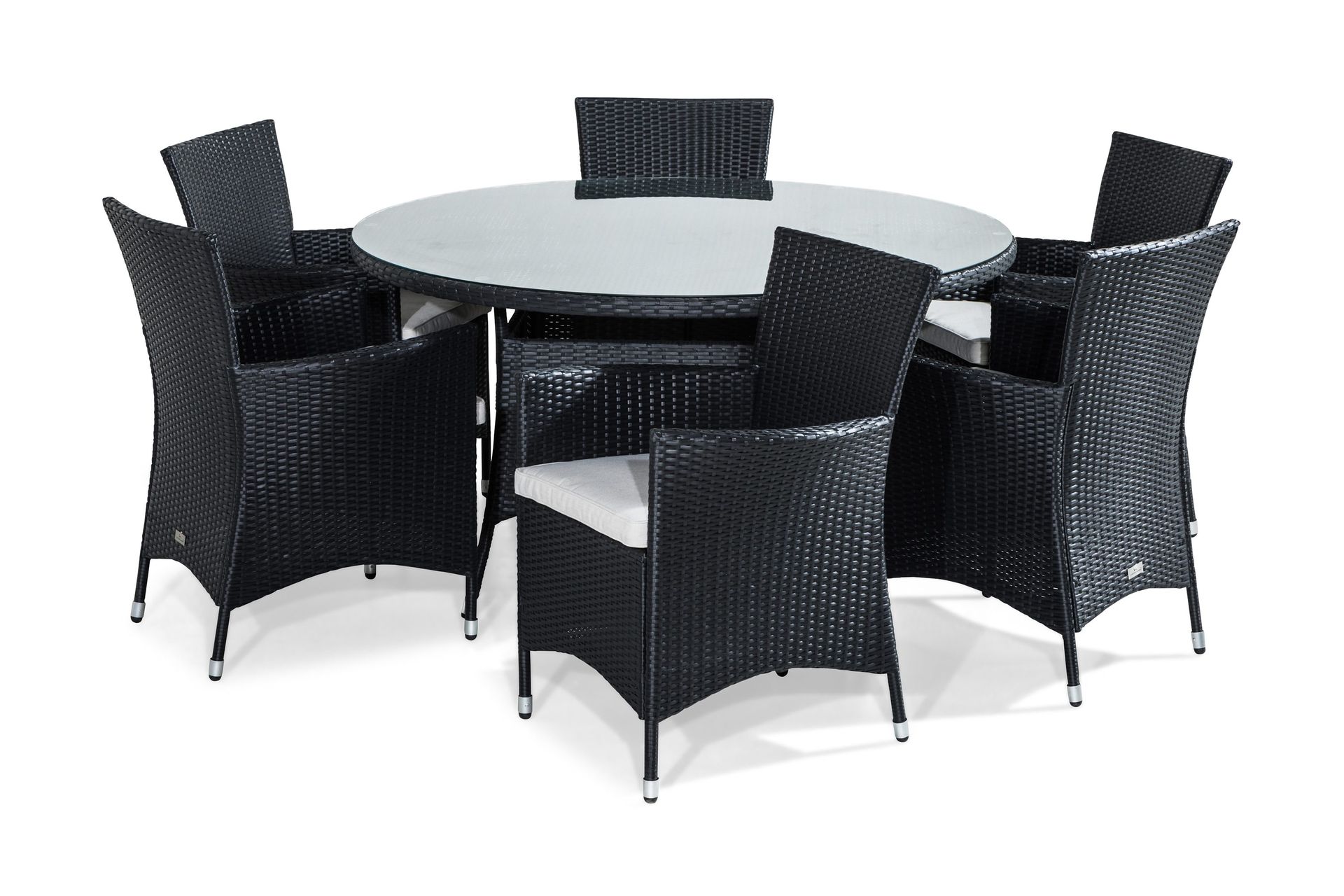 Thor Matgrupp 140 cm Rund inkl 6 F&aring;t&ouml;ljer - Svart