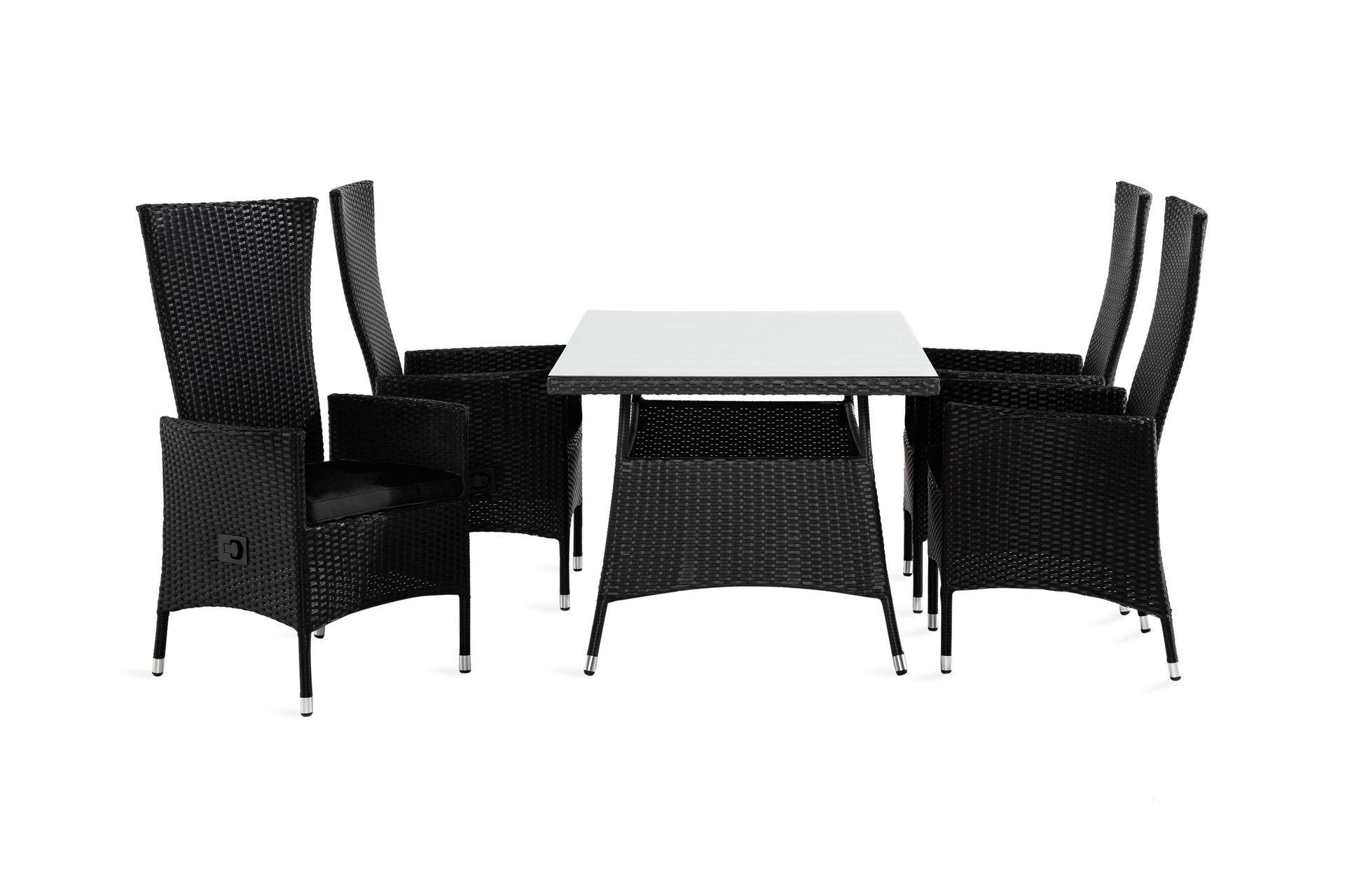 thor matgrupp utomhus 140 + 4 jenny ställbar fåtölj m dyna - svart/svart/svart