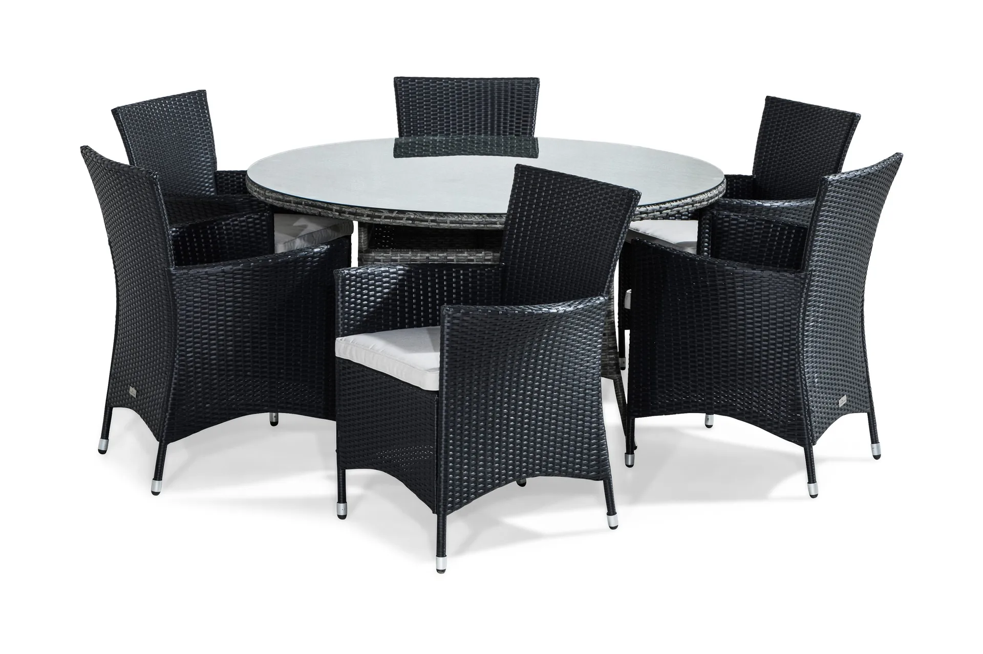 thor matgrupp utomhus 140 cm rund inkl 6 fåtöljer -