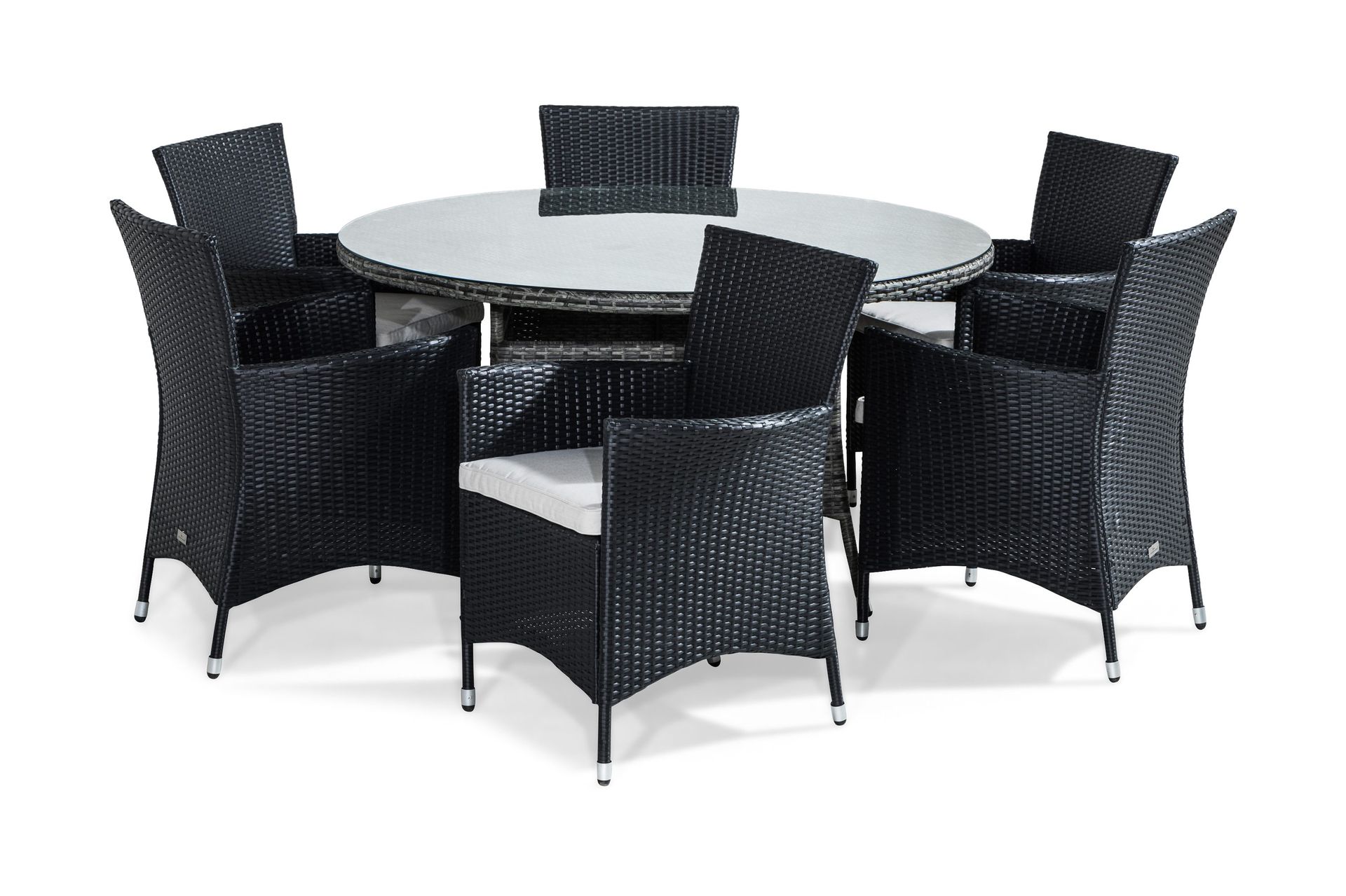 Thor Matgrupp Utomhus 140 cm Rund inkl 6 F&aring;t&ouml;ljer -