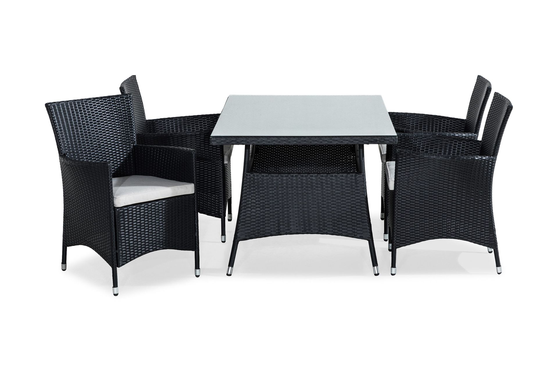 thor matgrupp utomhus 140x90 + 4 thor fåtölj m dyna - svart/grå