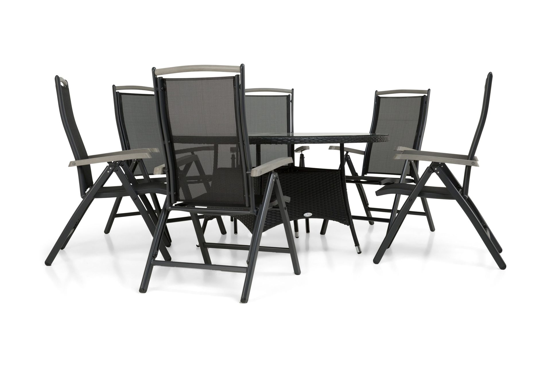 Thor Matgrupp &Oslash;140 + 6 Monaco Lyx Positionsstol - Svart/Svart