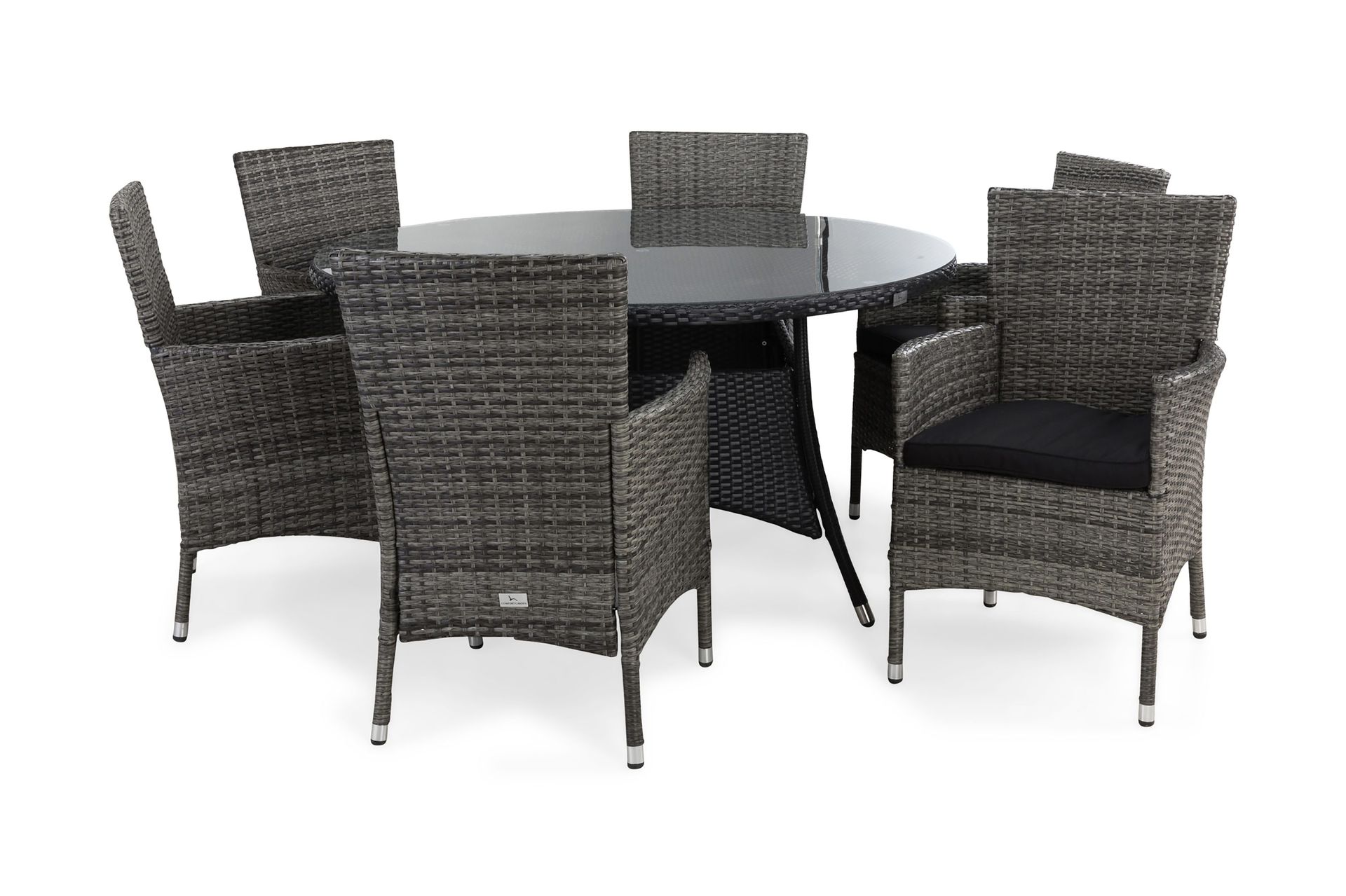 thor matgrupp ø140 + 6 thor fåtölj m dyna - svart/grå/svart