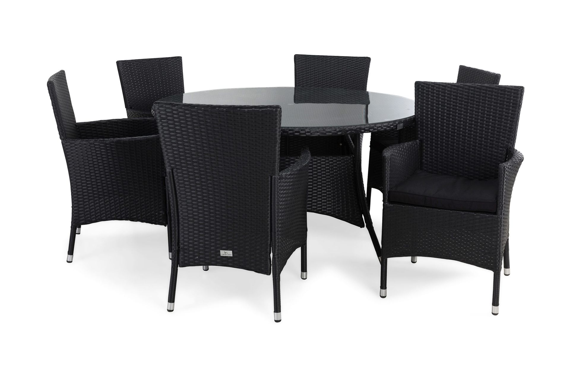 thor matgrupp ø140 + 6 thor fåtölj m dyna - svart/svart/svart