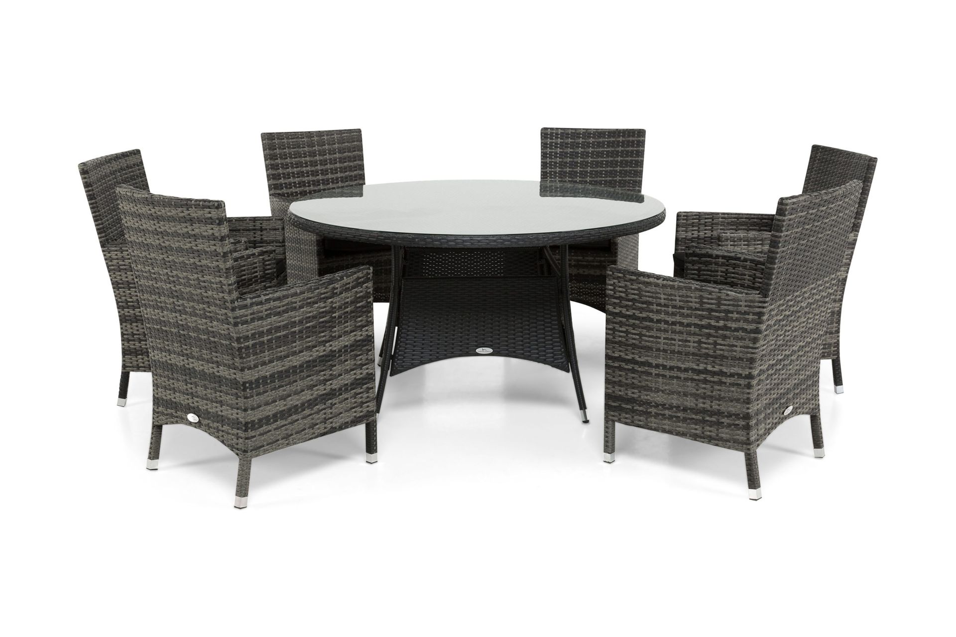 thor matgrupp ø140 + 6 thor fåtölj - svart/grå