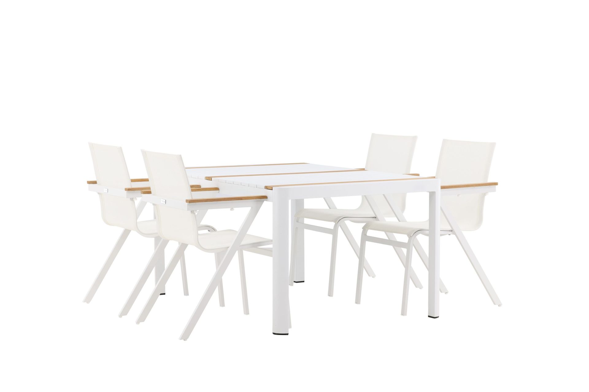 togo matgrupp utomhus 150 cm + 4 st mexico karmstolar - vit