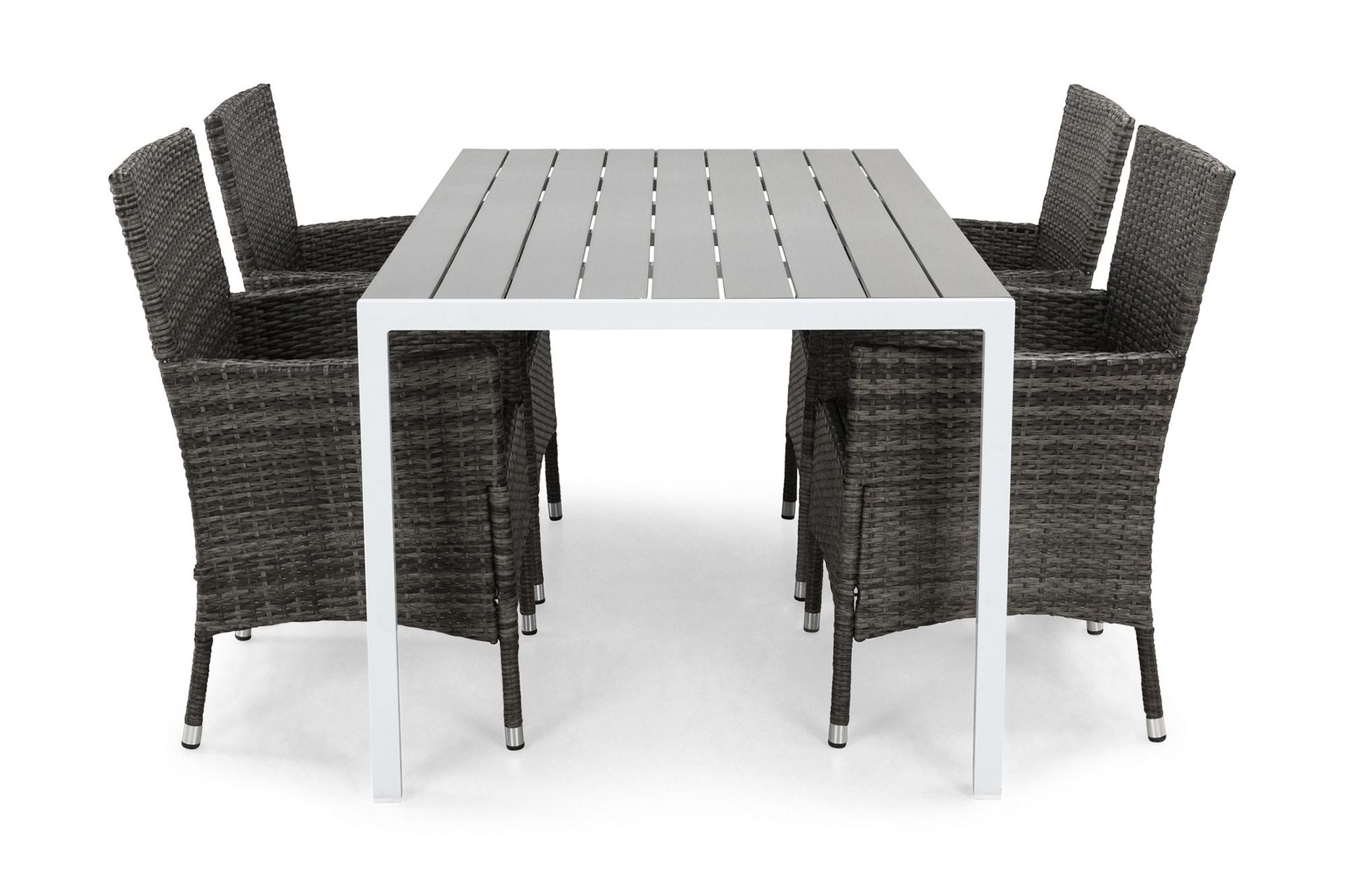 tunis matgrupp utomhus 150 + 4 thor fåtölj - vit/grå