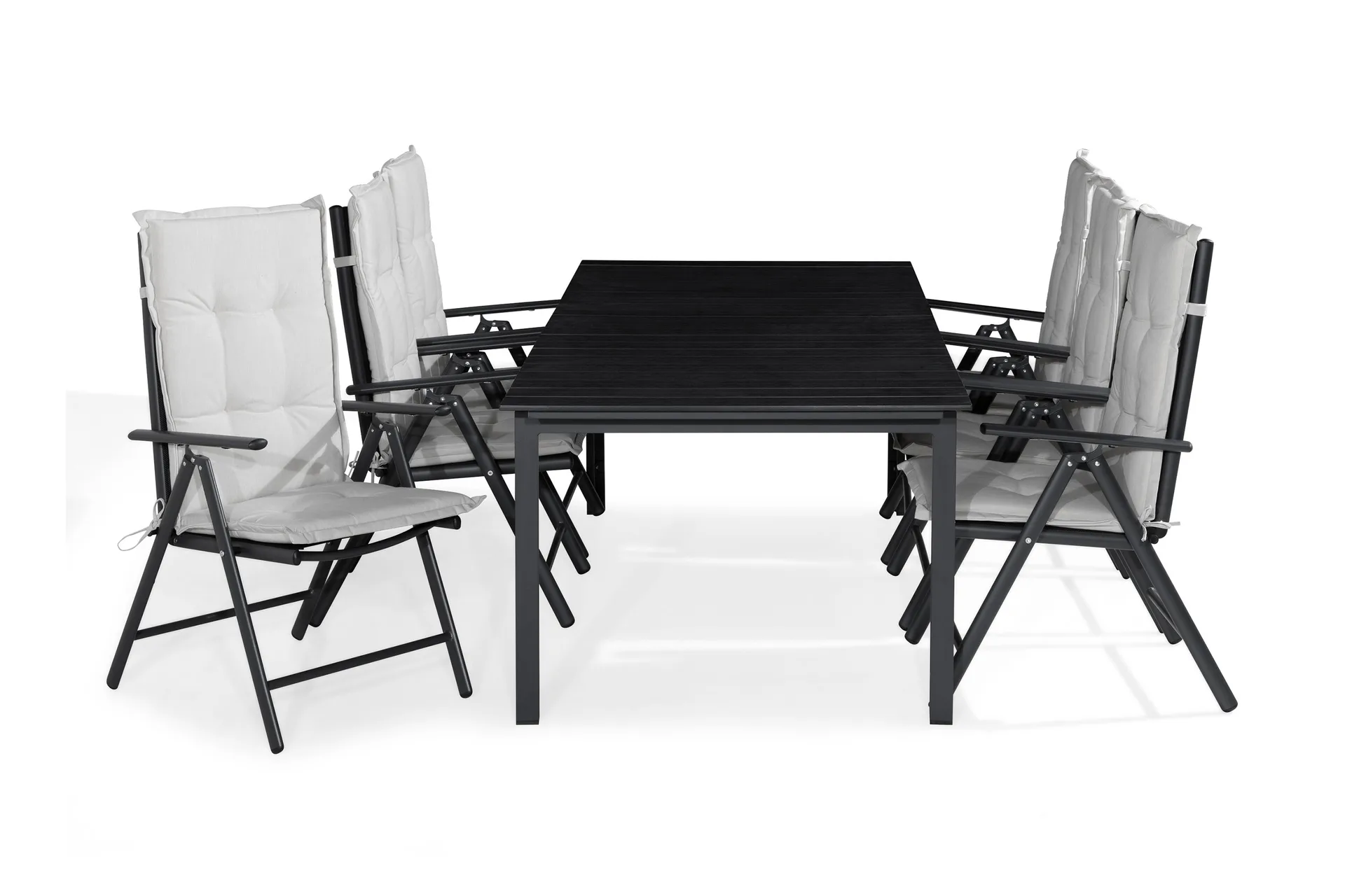 tunis matgrupp utomhus 205x90 + 6 maggie positionsstol m dyna - svart/offwhite