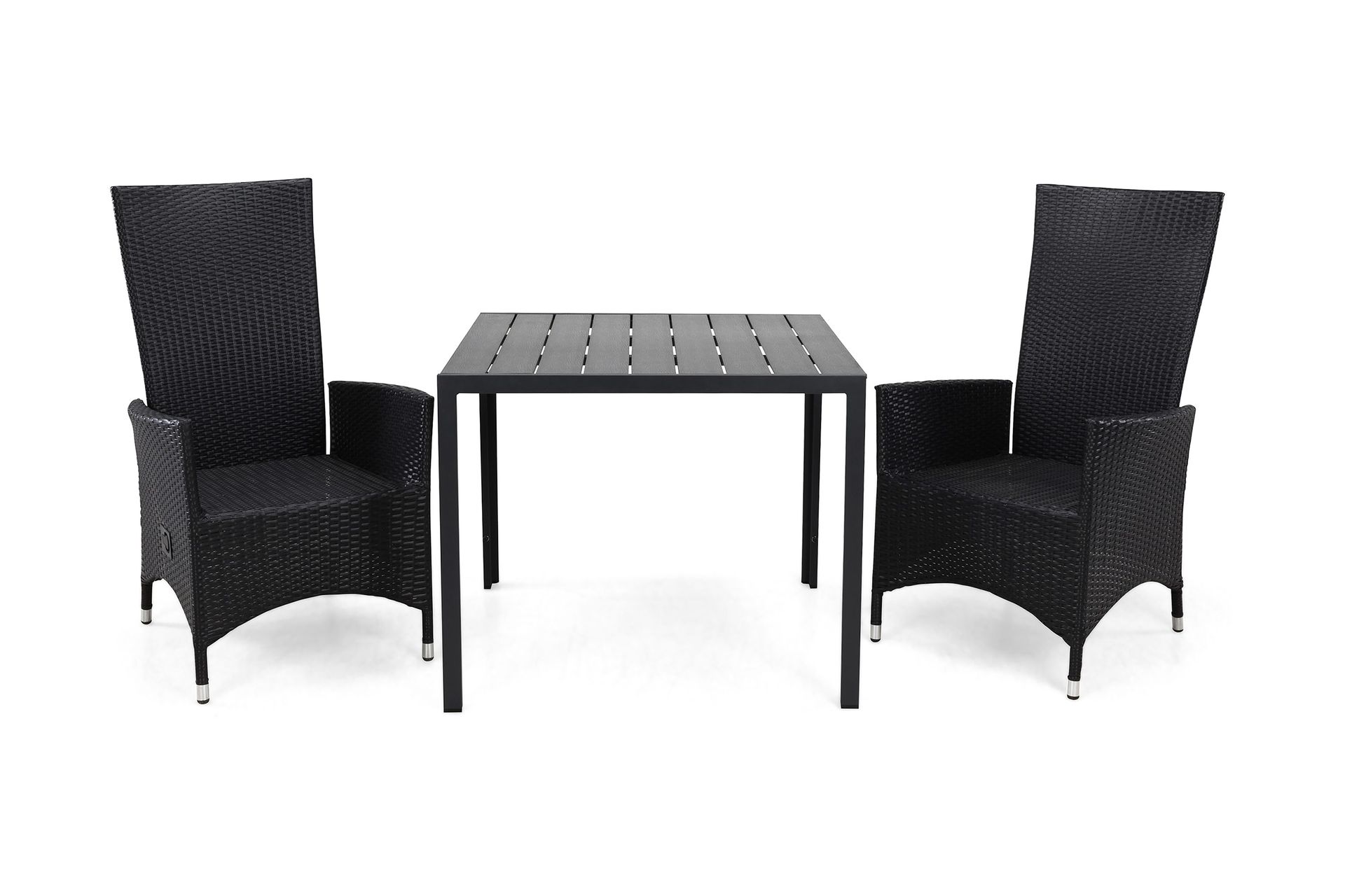 tunis matgrupp utomhus 90 + 2 jenny ställbar fåtölj - svart/svart