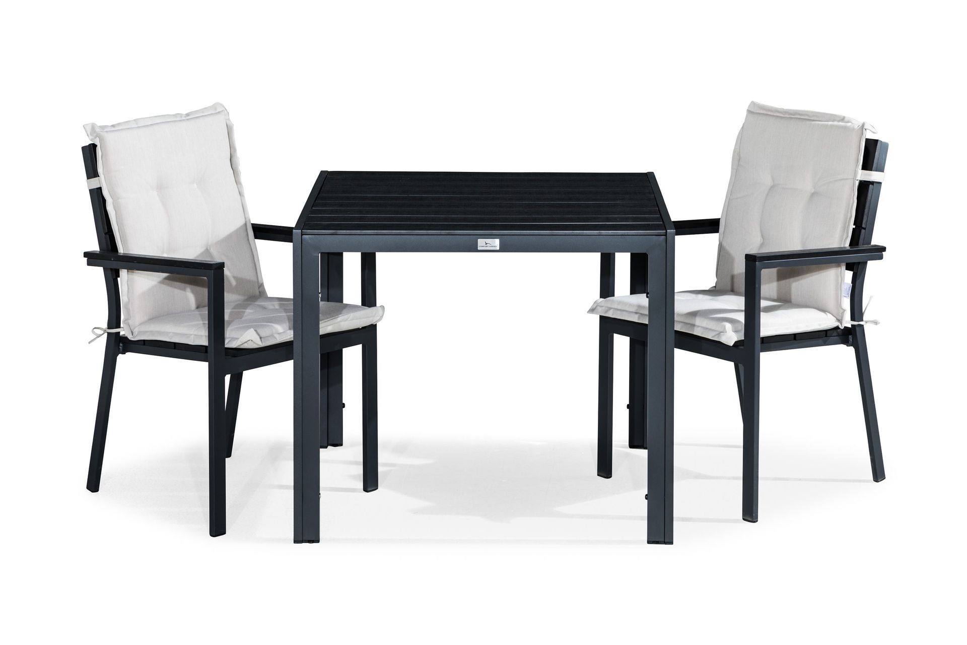 tunis matgrupp utomhus 90x90 + 2 tunis stapelstol m dyna - svart/offwhite