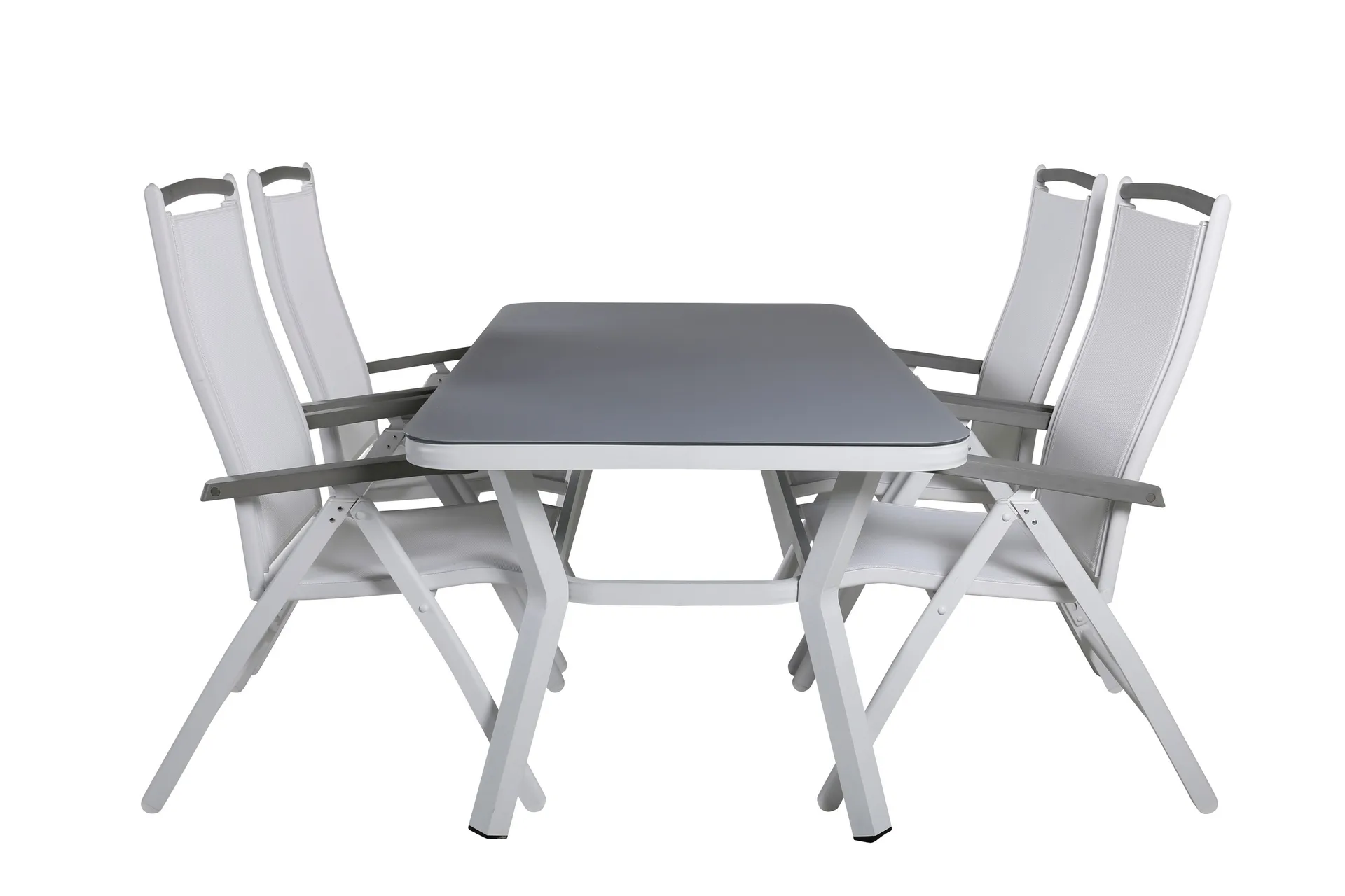 virya matgrupp utomhus 160cm + 4 albany positionsstolar - vit/grå