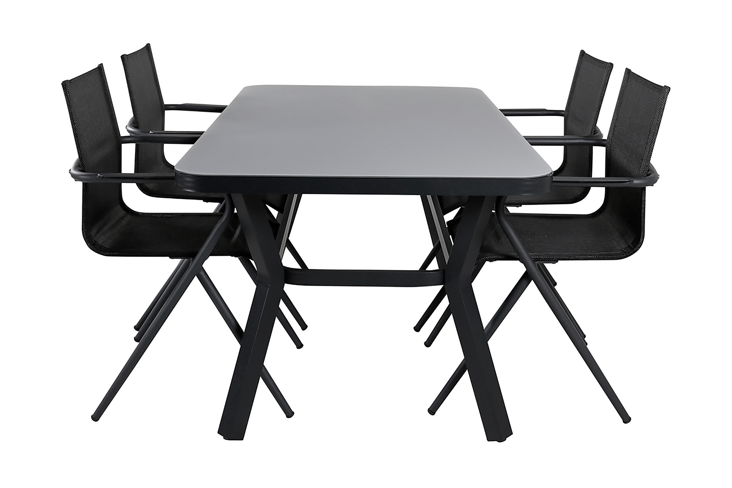 Virya Matgrupp Utomhus 160cm 4 Alina Matstolar Svart