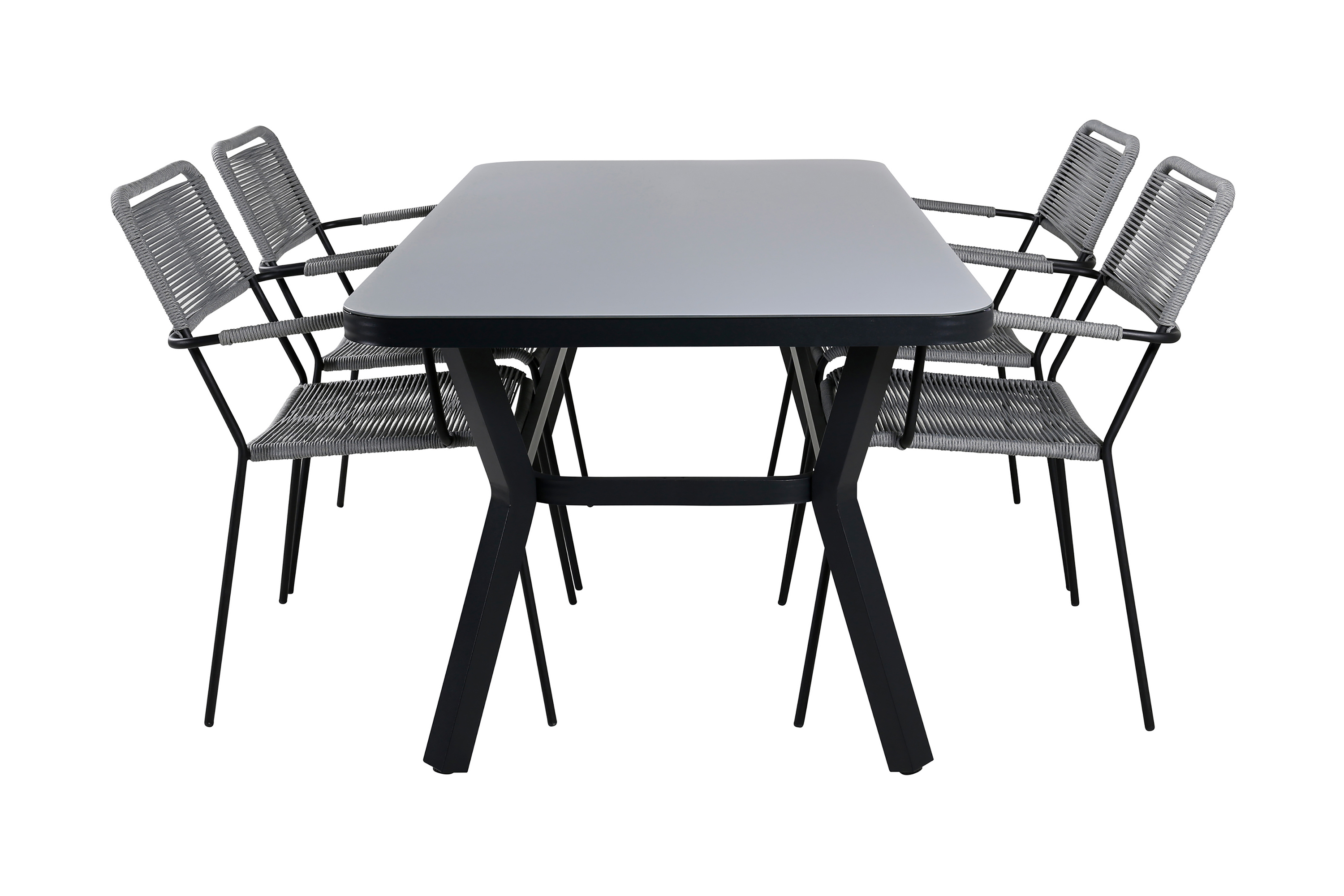 virya matgrupp utomhus 160cm + 4 lindos karmstolar - vit