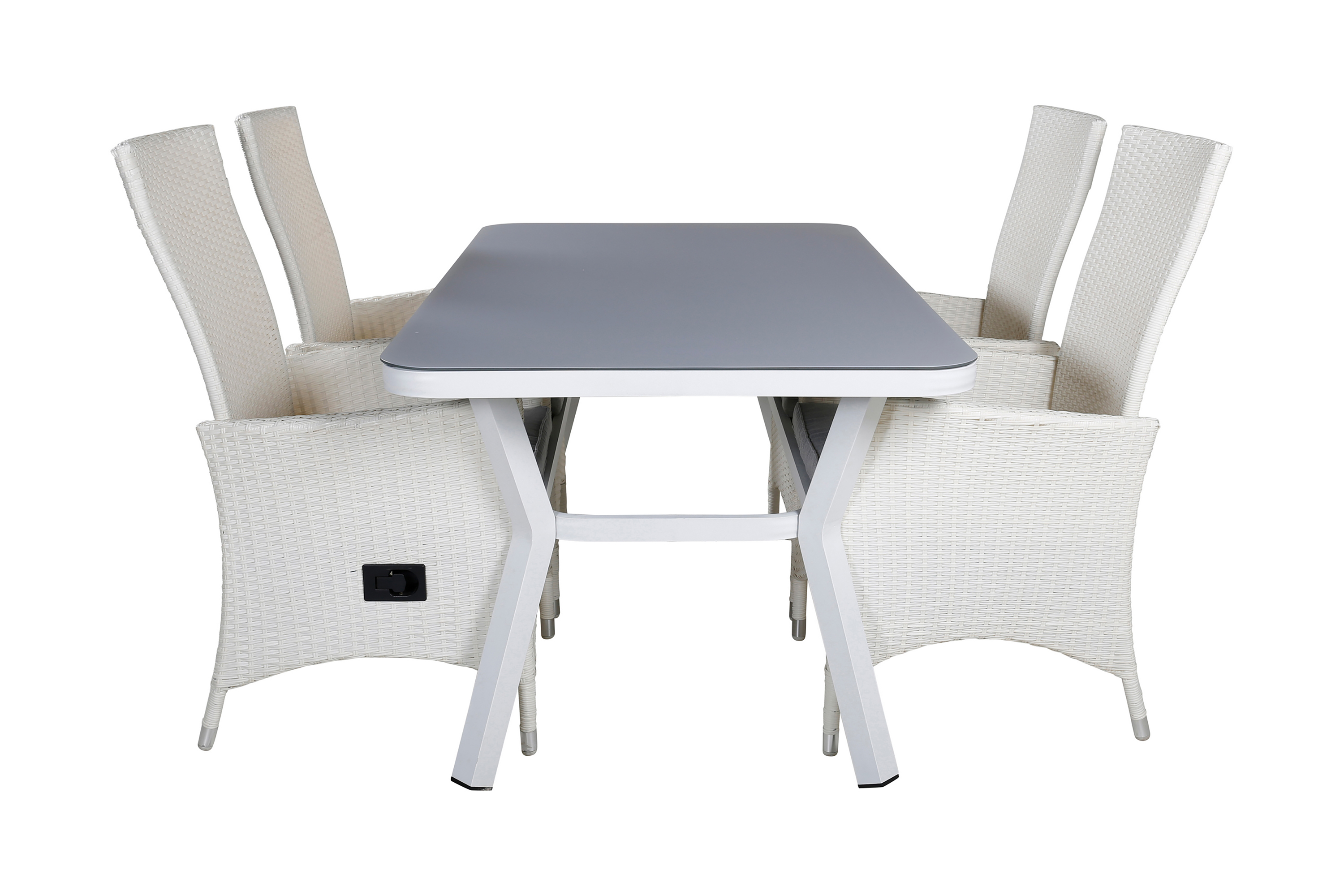 Virya Matgrupp Utomhus 160cm 4 Padova Reclinerstolar Svart/Natur
