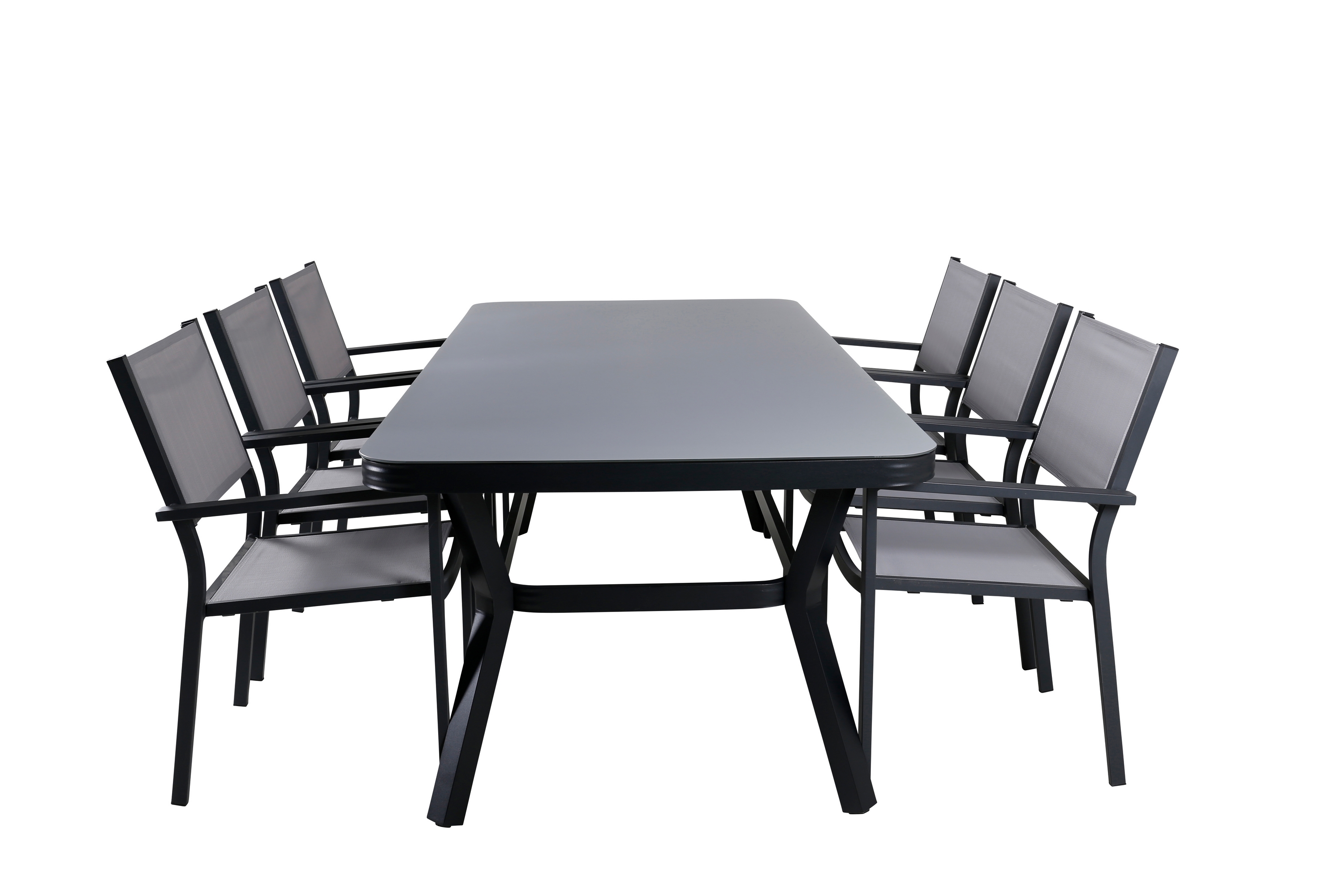 Virya Matgrupp Utomhus 200 cm 6 Copacabana Stapelbara Stolar Svart