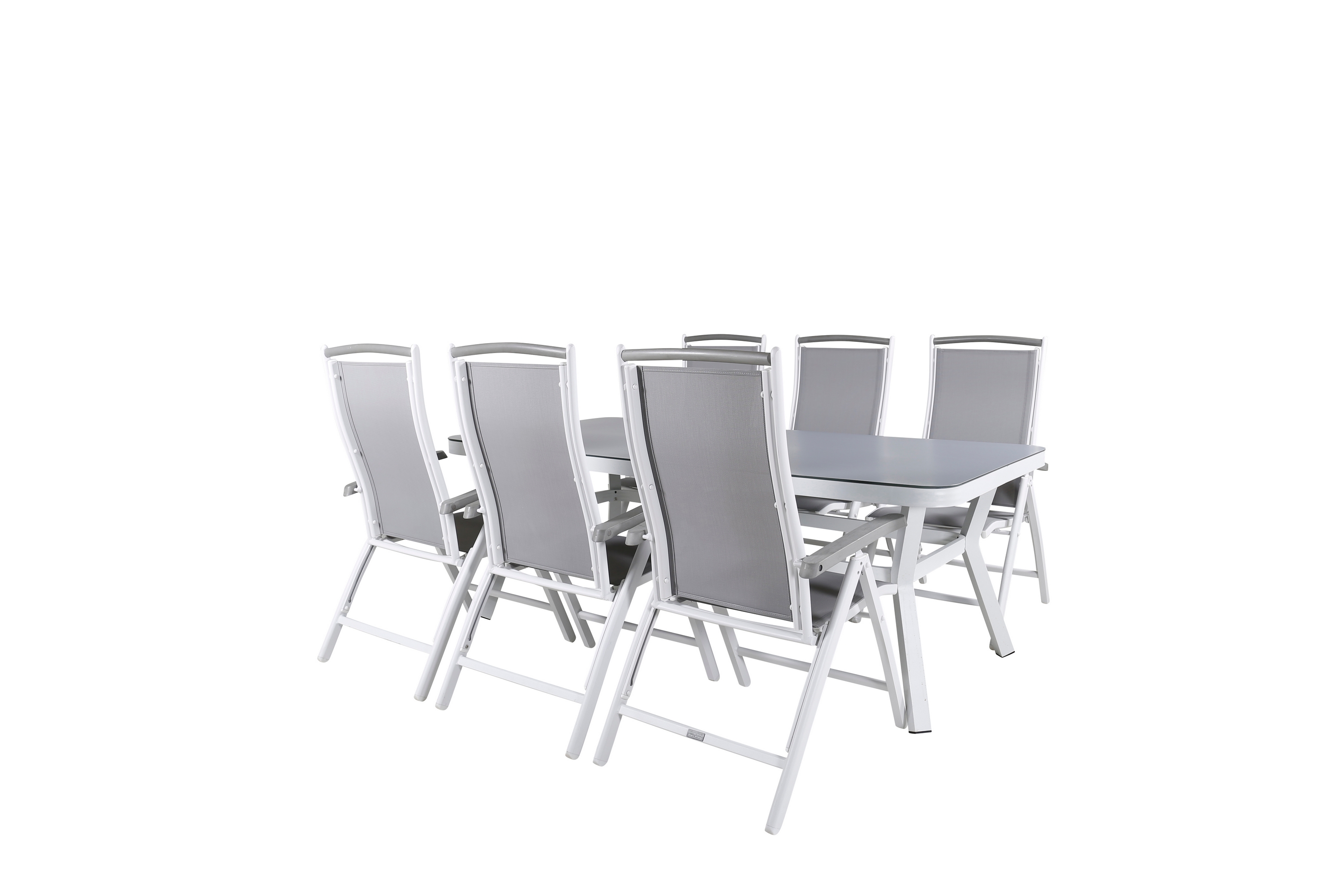 virya matgrupp utomhus 200cm + 6 albany positionsstolar - vit/grå