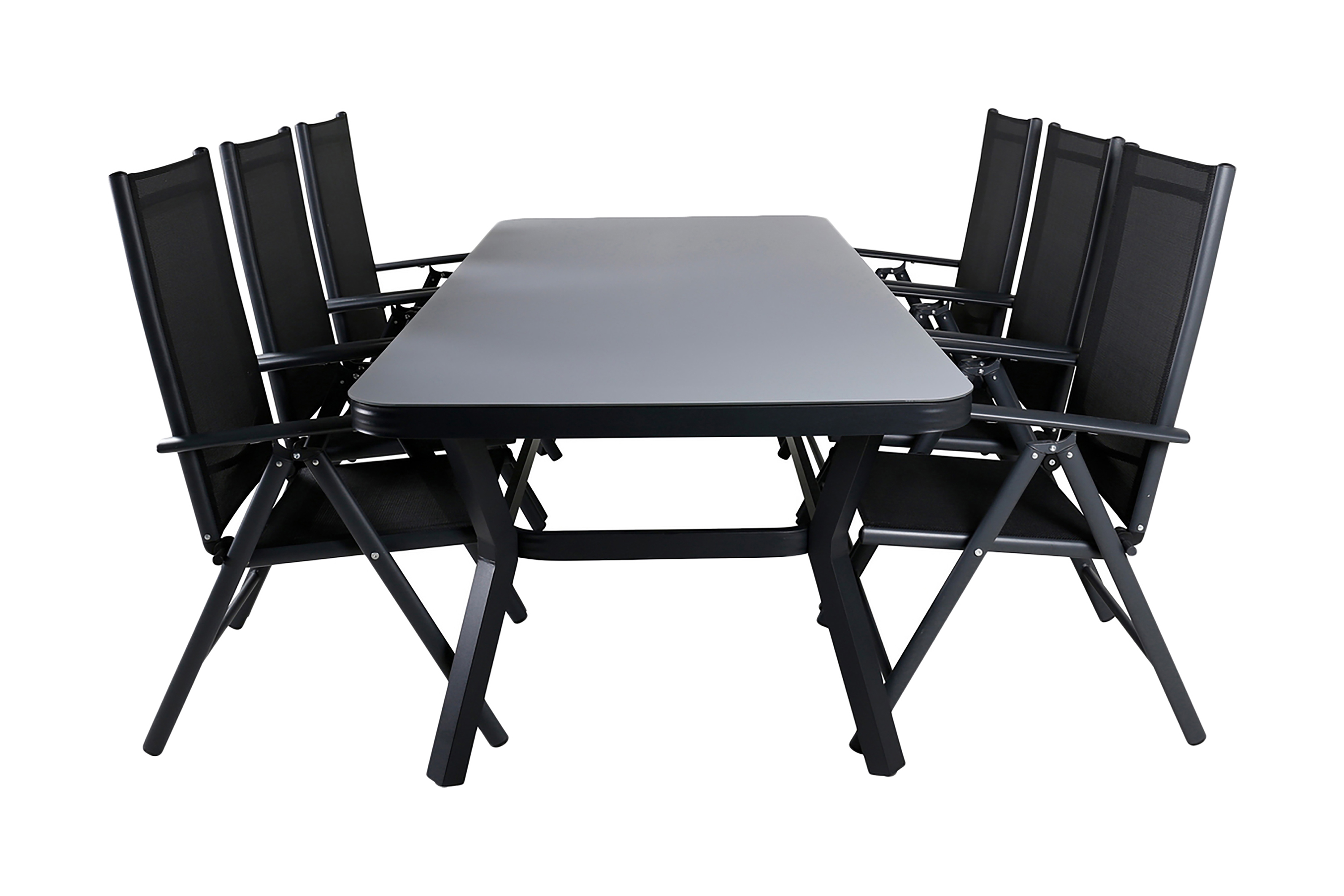 Virya Matgrupp Utomhus 200cm 6 Break Positionsstolar Brun/Vit