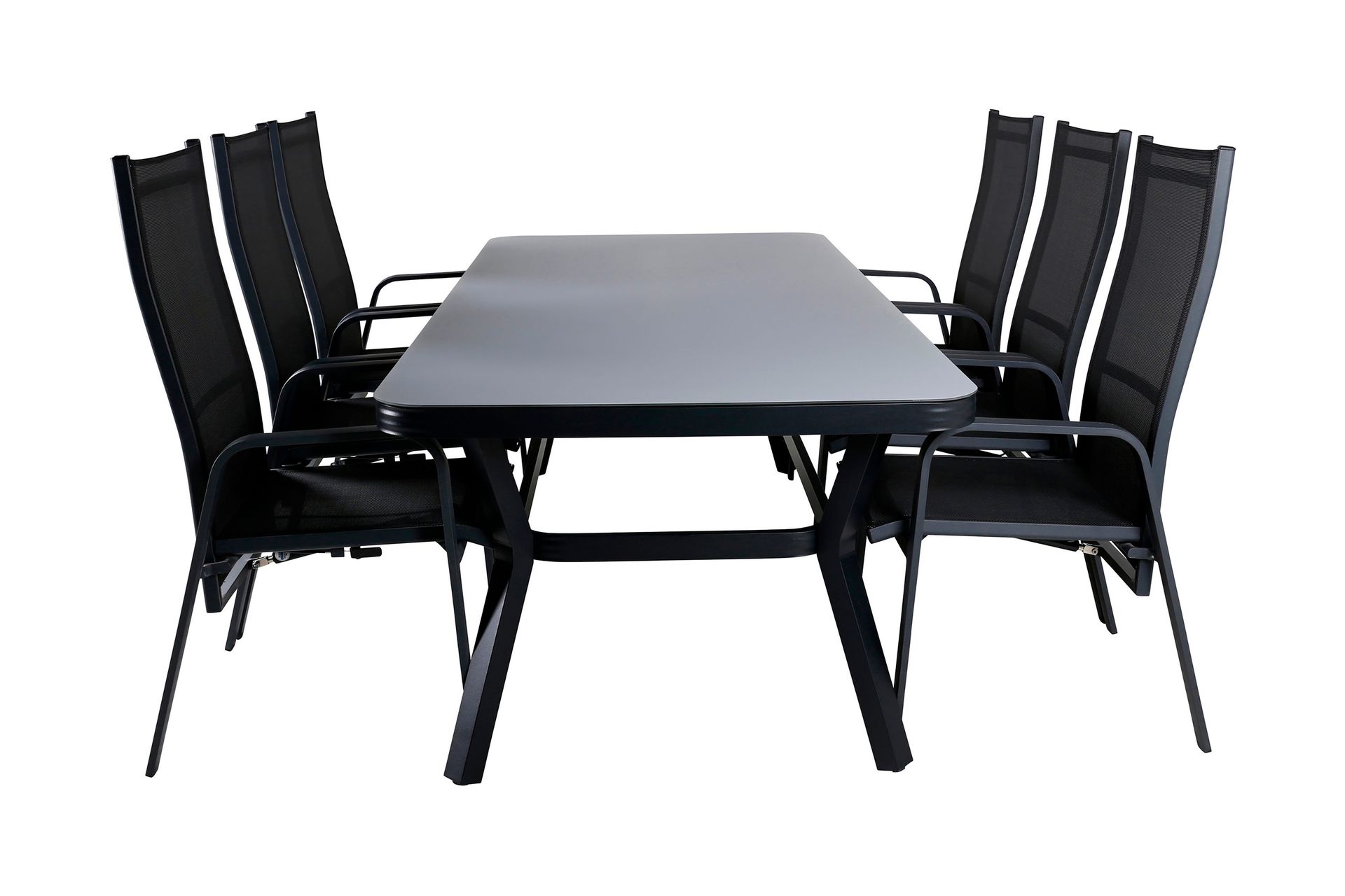 virya matgrupp utomhus 200cm + 6 copacabana reclinerstolar - brun/vit